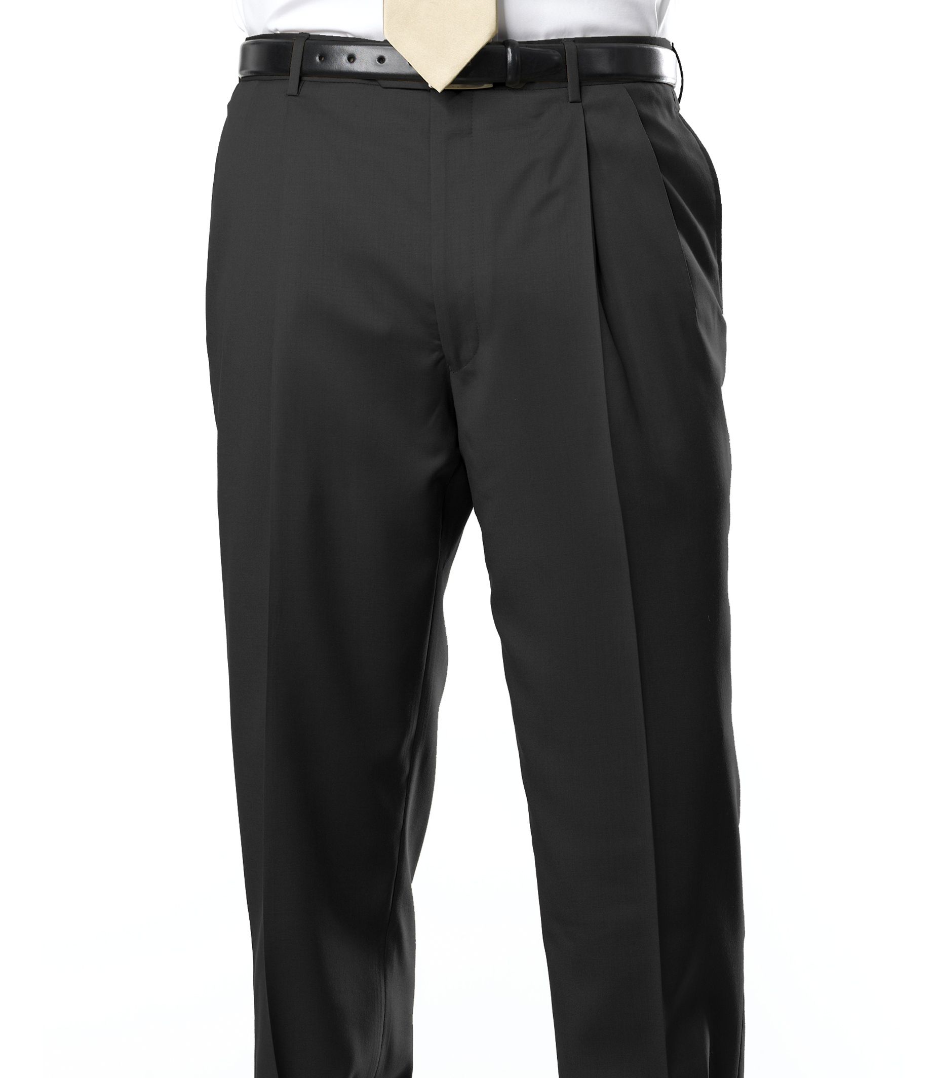 Signature Gold Pleated Trousers- Charcoal, Navy Stripe