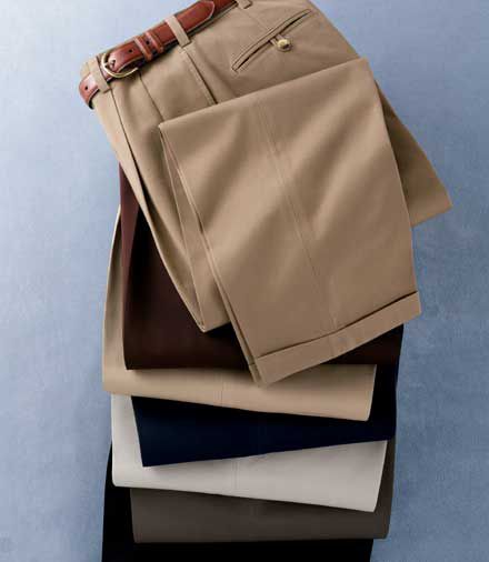 Traveler Pleated Tailored Fit Khakis with on seam pockets