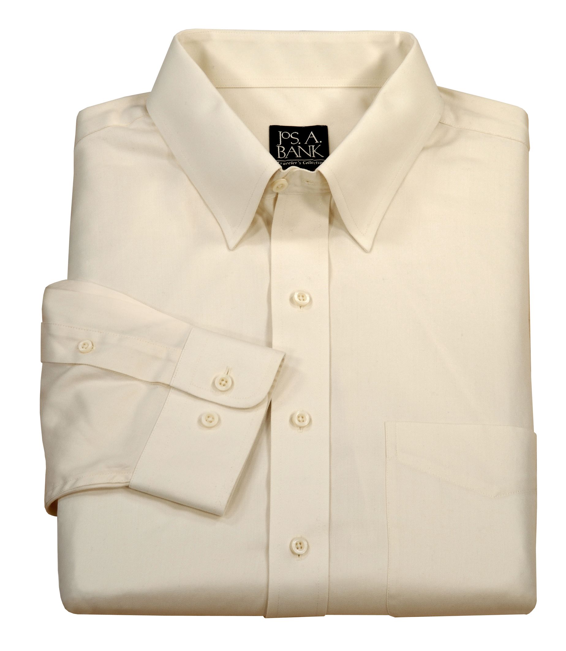 Traveler Solid Herringbone Point Collar Sportshirt