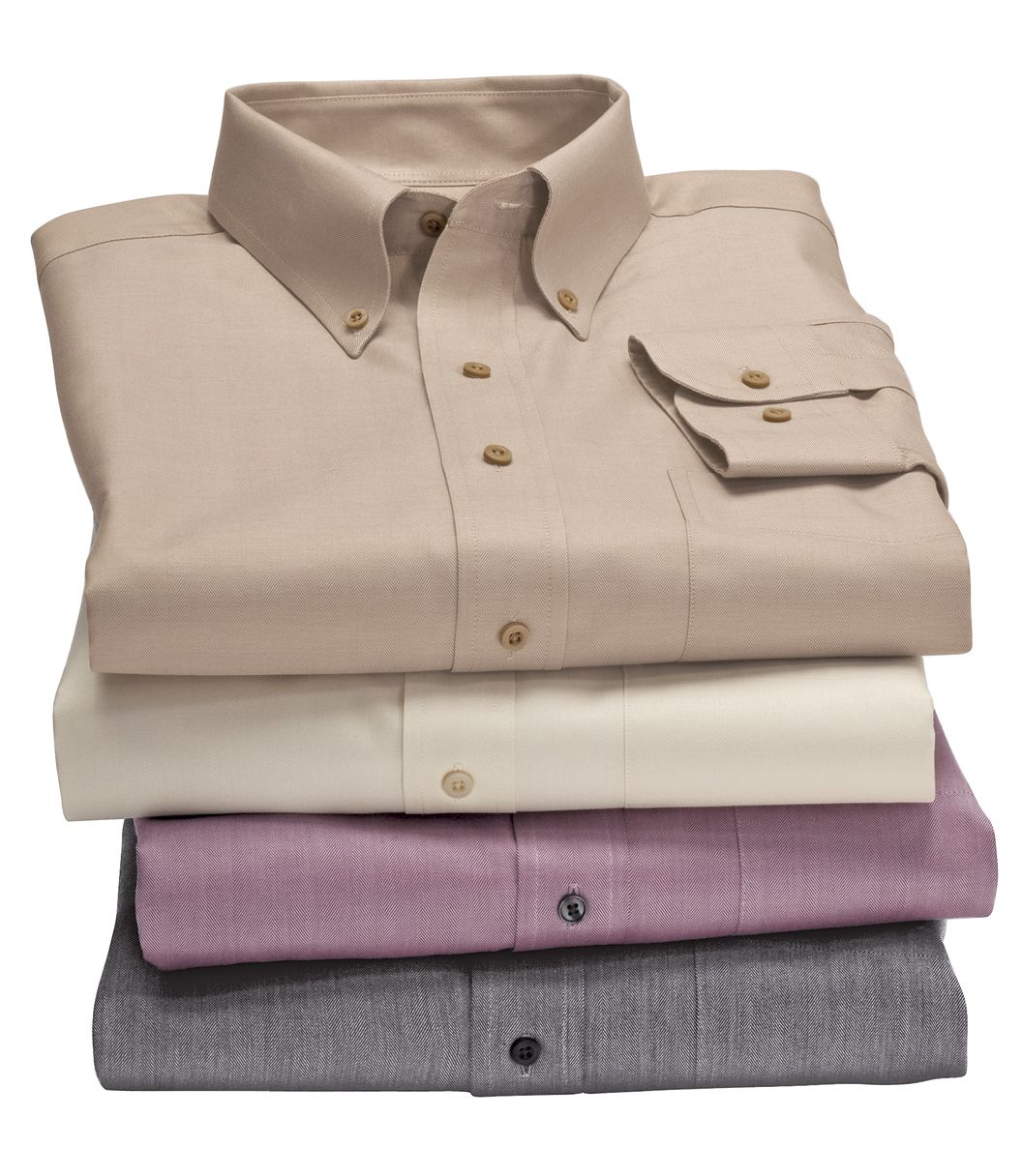 Traveler Tailored Fit Solid Herringbone Sportshirt