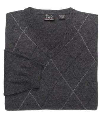 JoS. A. Bank Lambswool Sweater Fine Gauge Raker V-...