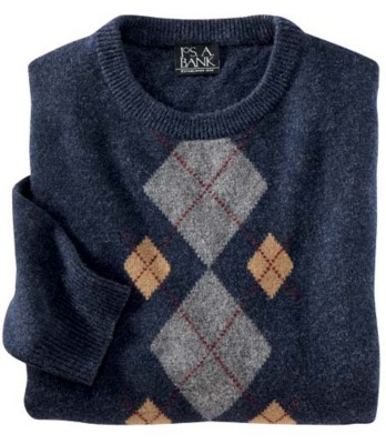 JoS. A. Bank Lambswool Sweater Updated Argyle Crew...