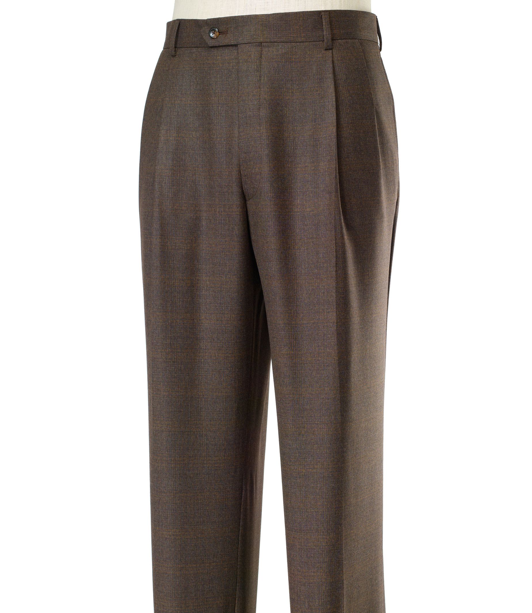 Executive Patterned Wool Milled Trousers Pleated Front
