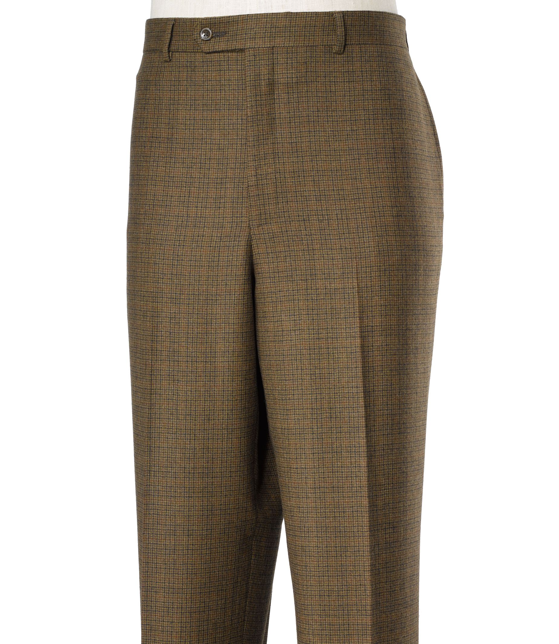 Executive Patterned Wool Milled Plain Front Trousers- 3 for $199
