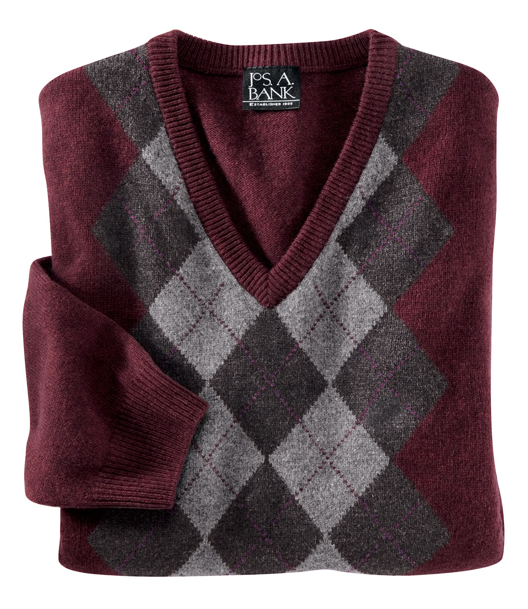 Lambswool Sweater Argyle V-Neck- 3 for $99

