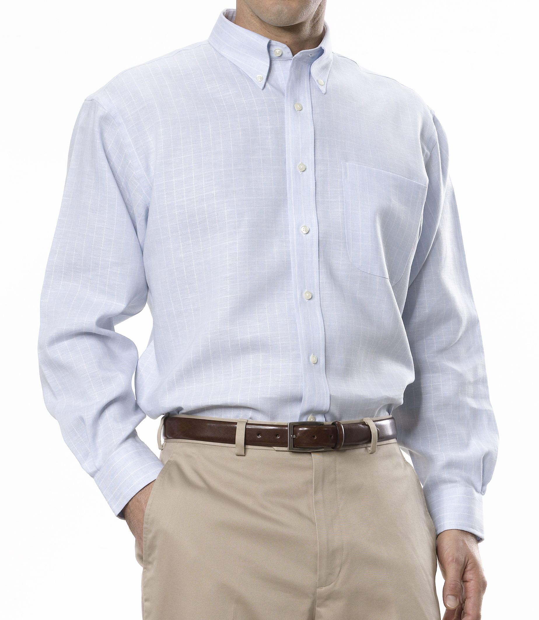 Wrinkle-Resistant Long-Sleeve Patterned Linen Sportshirt