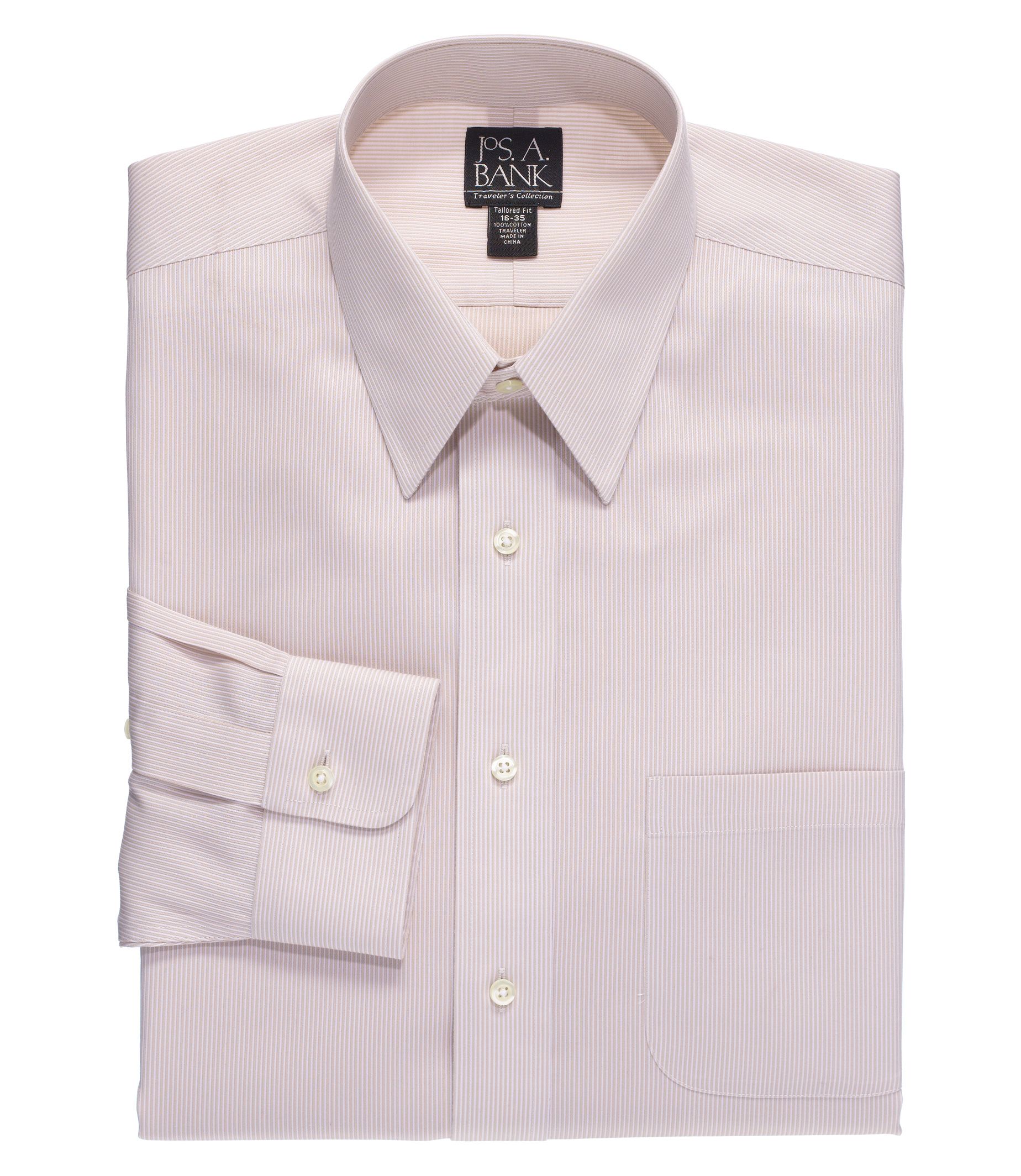 Traveler Tailored Fit Point Collar Stripe Dress Shirt- 2 for $129.99