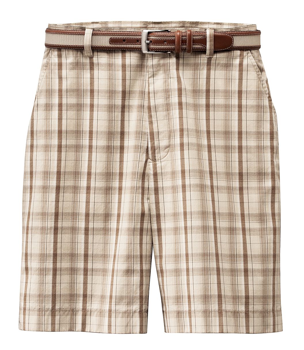 Poplin Plain Front Shorts Mens Fashion