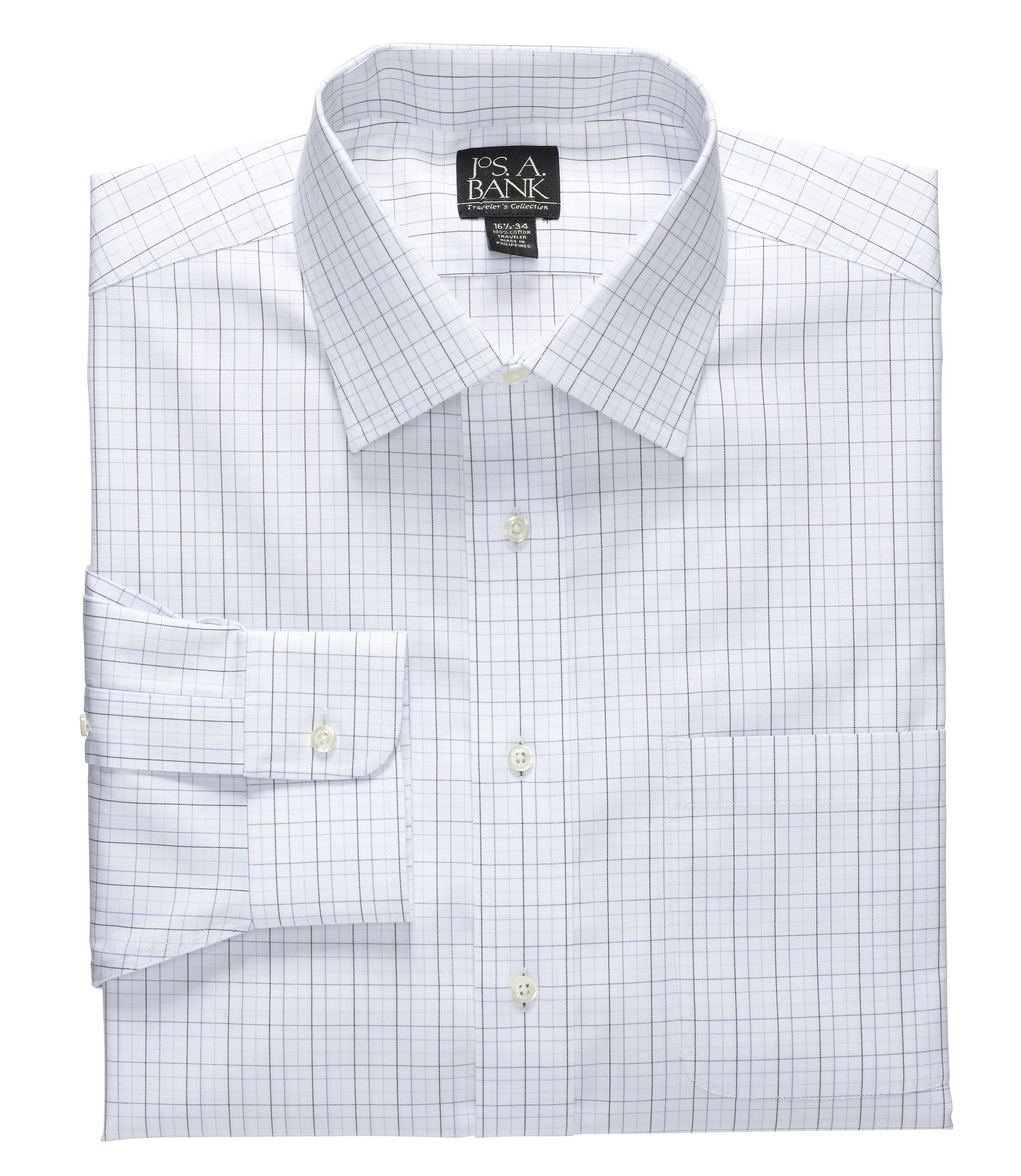 Traveler Tailored Fit Spread Collar Plaid Dress Shirt- 2 for $129.99