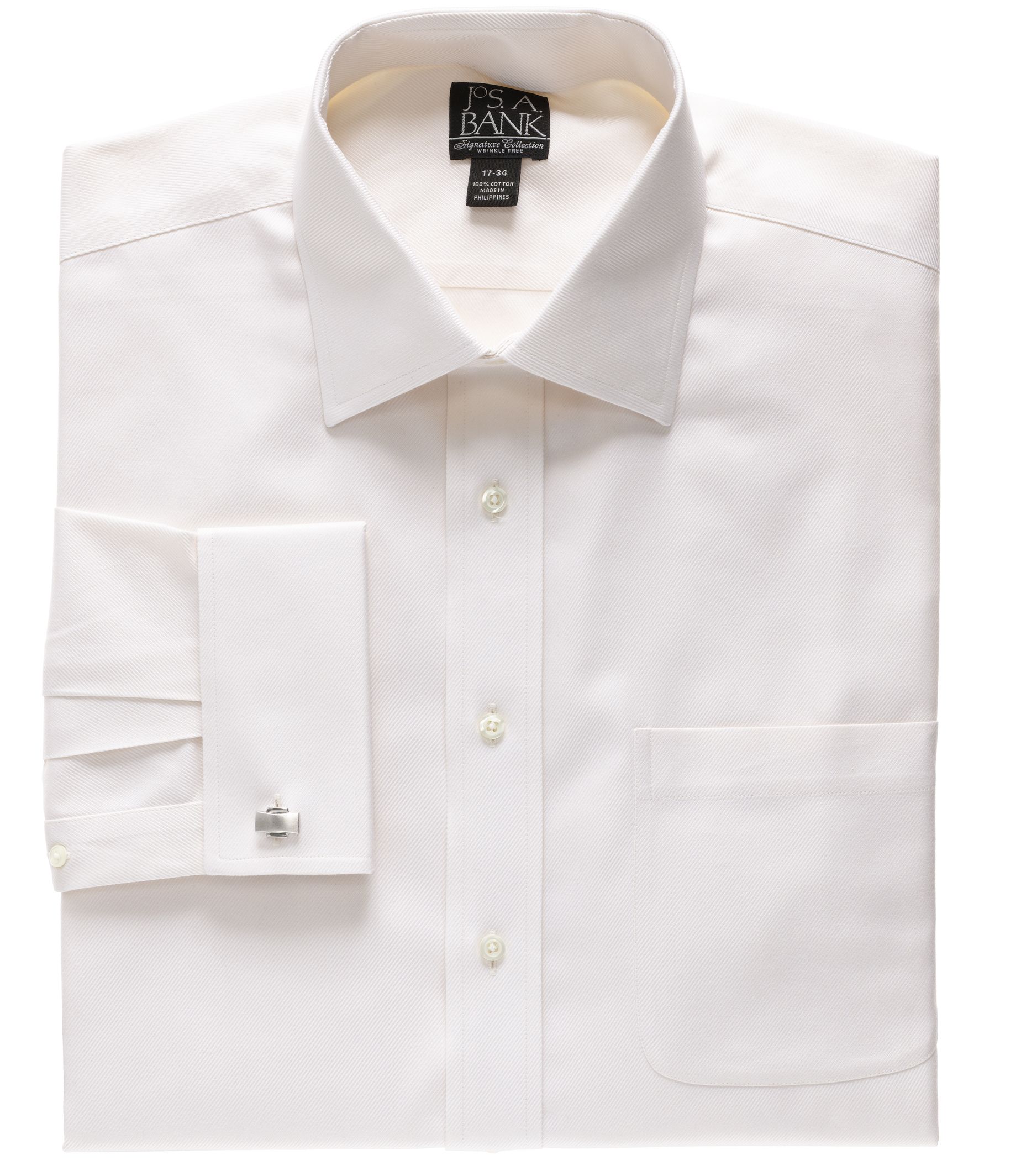Signature Spread Collar French Cuff Dobby Twill Dress Shirt
