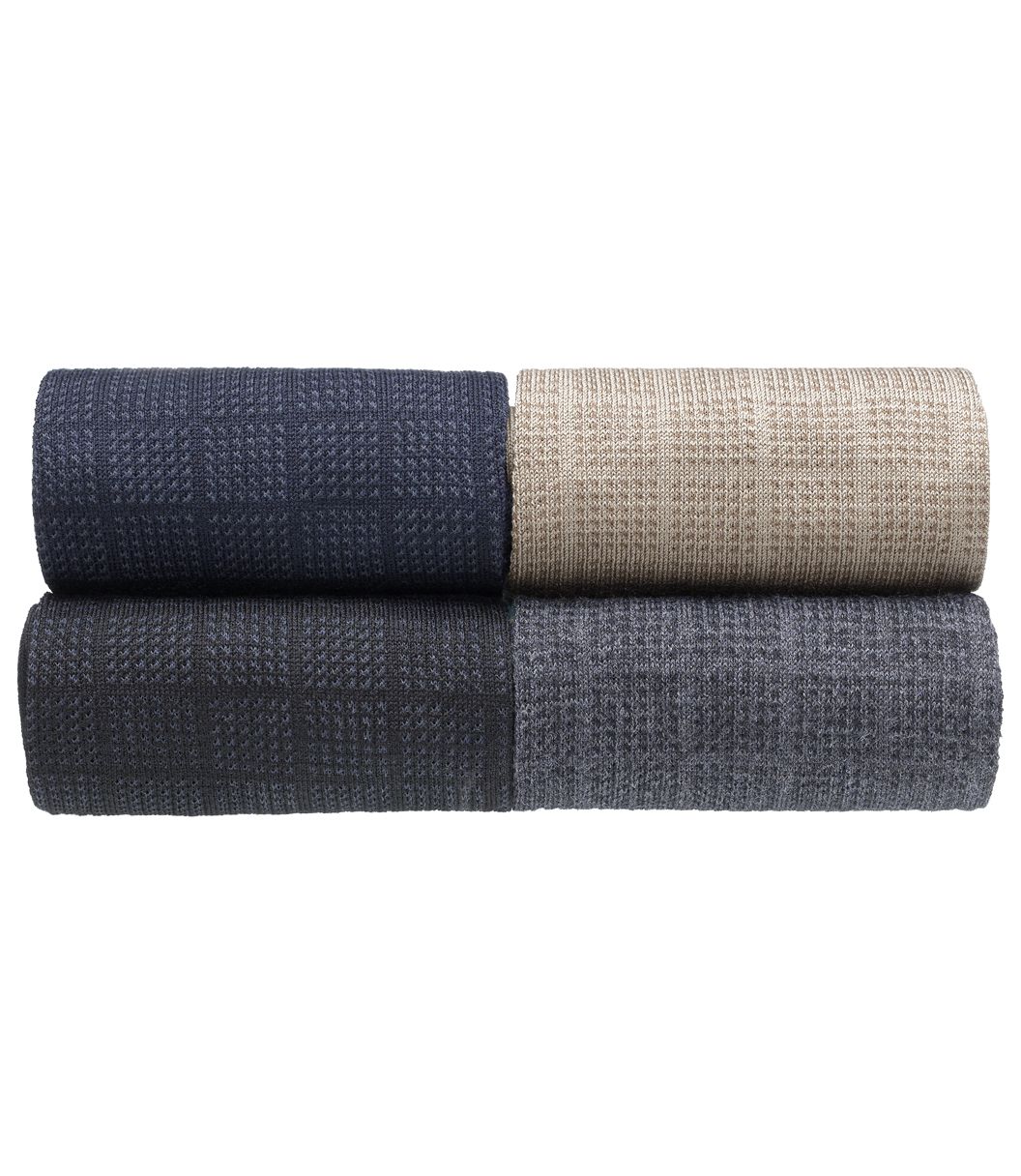 Ribbed Windowpane Mid-Calf Socks