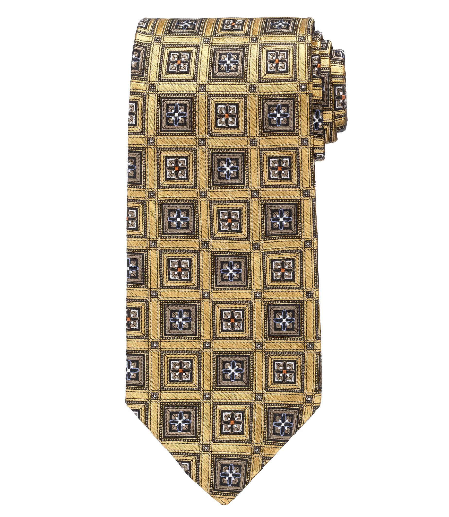 Signature Gold Large Satin Grid Tie- Buy 1, Get 2nd 25% Off and 3rd FREE!
