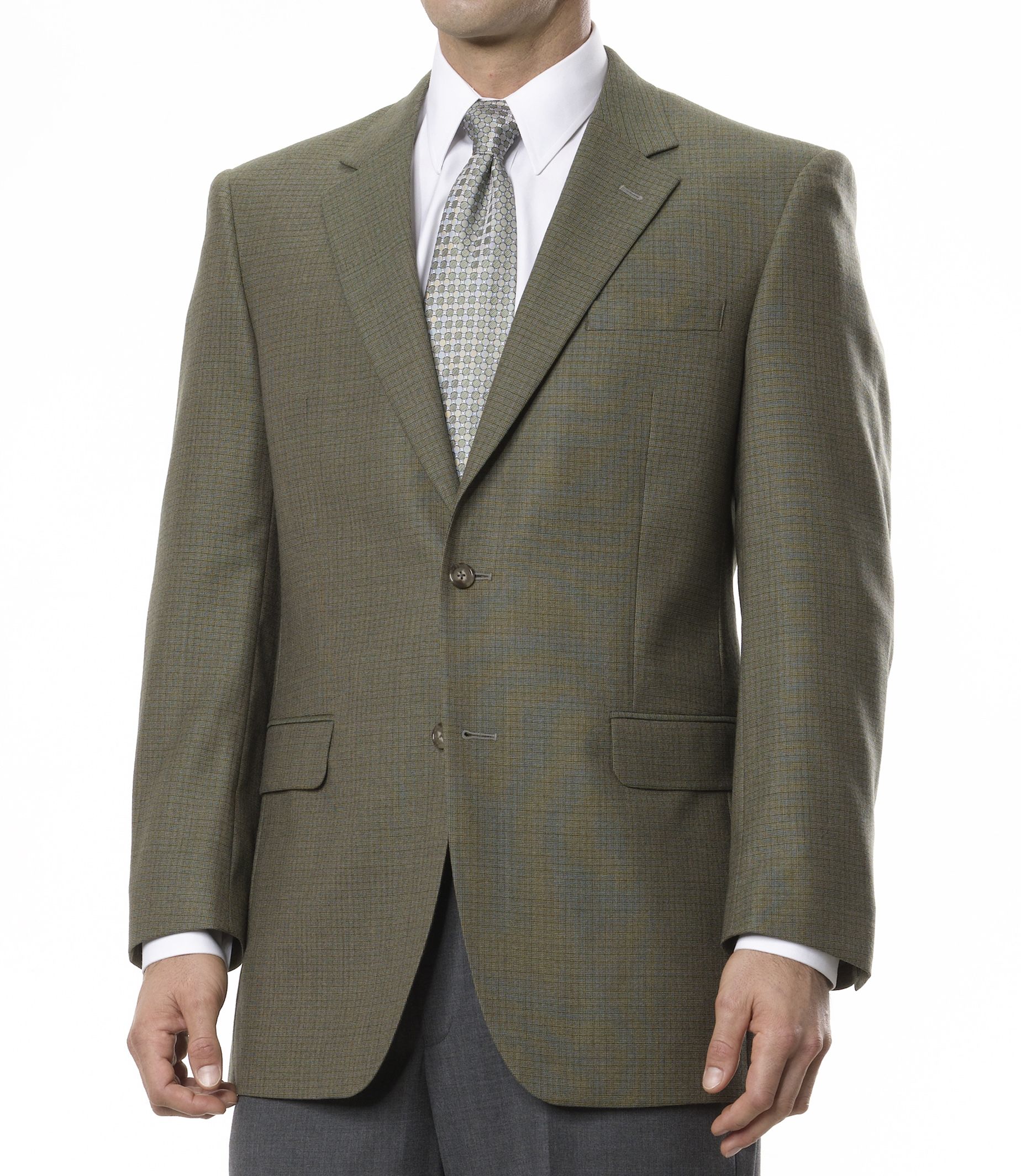 Executive 2 Button Sportcoat- Light Olive Tic Check