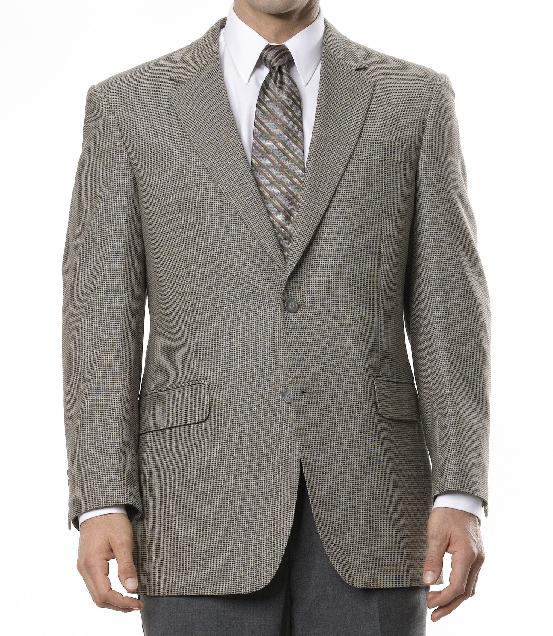 Executive 2 Button Sportcoat- Taupe Sage Tic