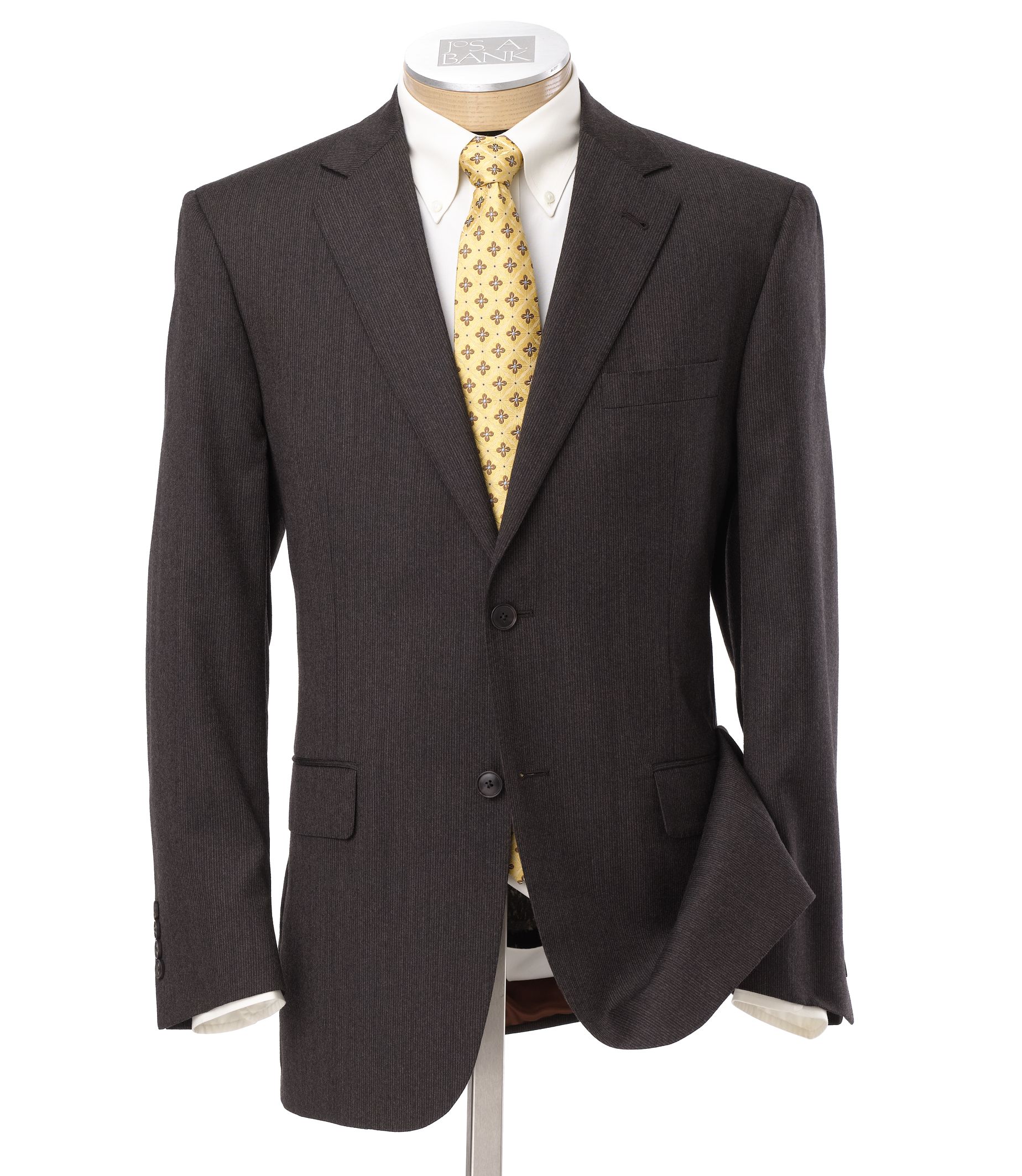 Joseph 2 Button Wool Suit- Charcoal Brown Thin Stripe