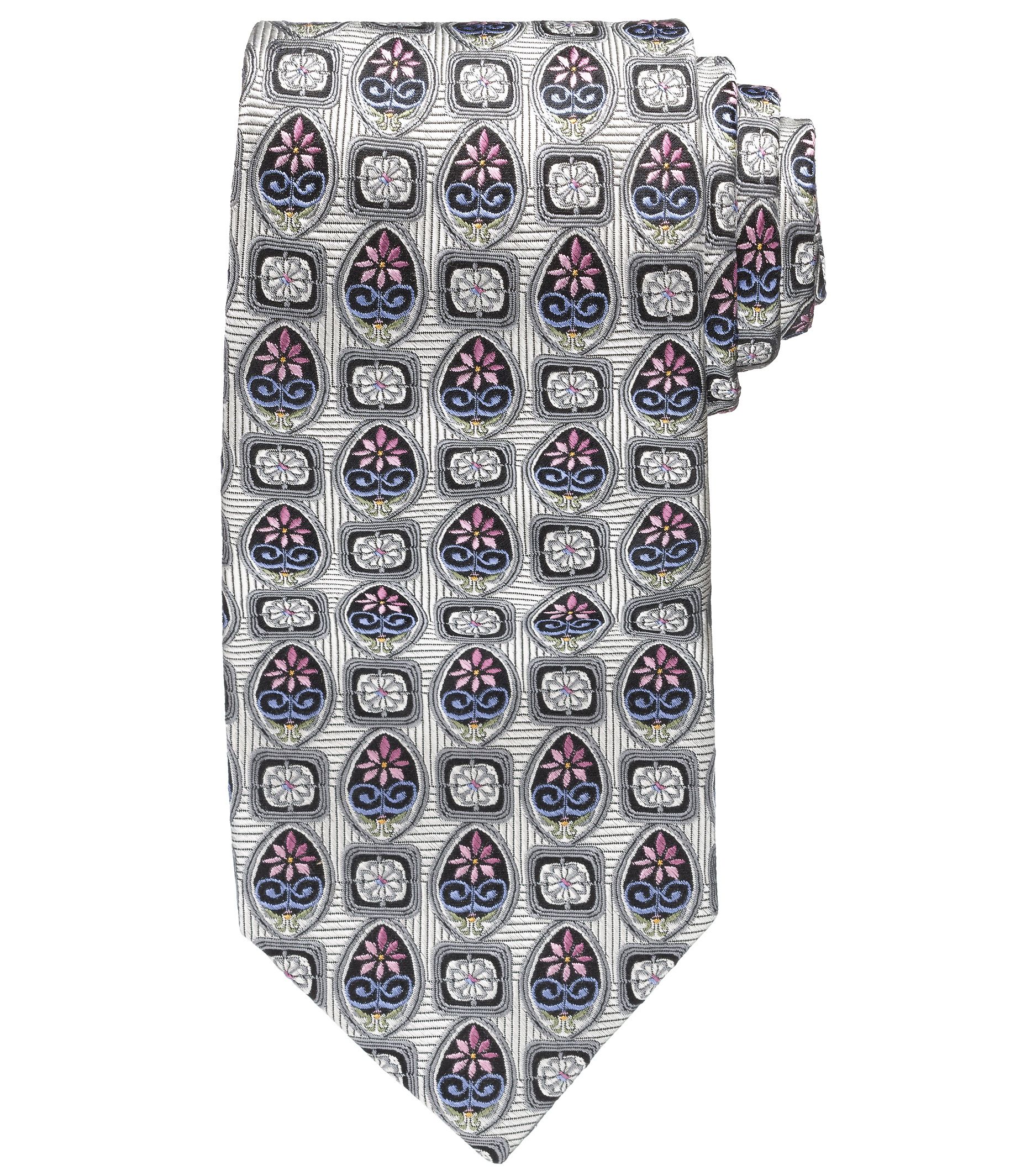 Red With Blue Flower Signature Gold Tie