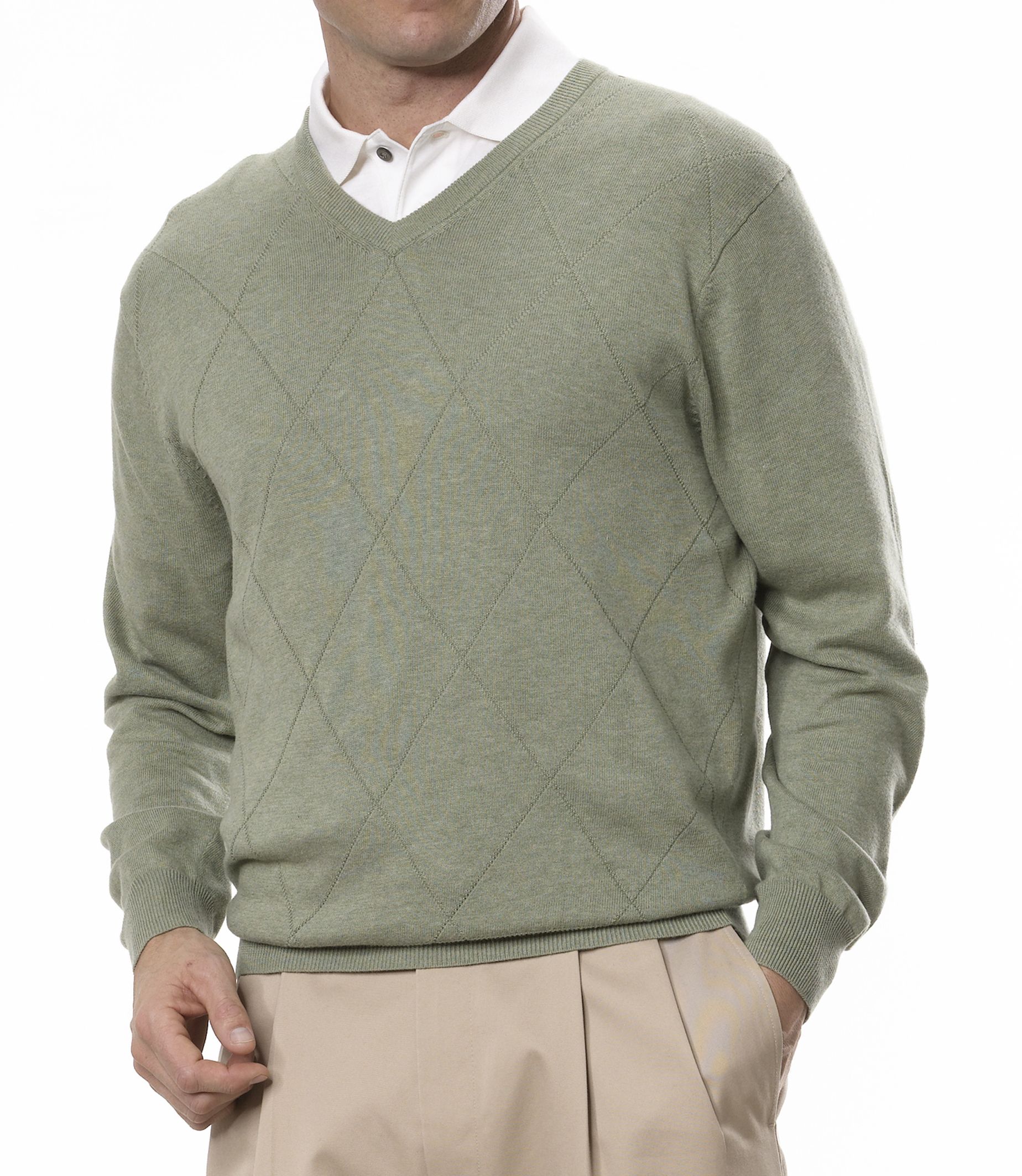 Signature Pima Cotton V-Neck Textured Sweaters