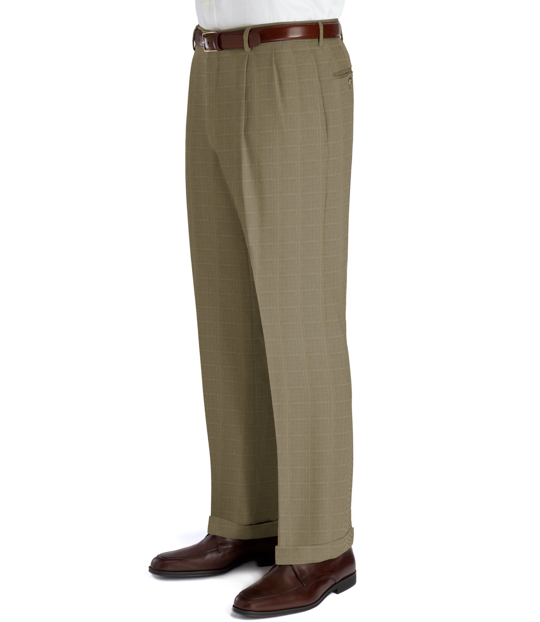 Executive Plaid Wool Pleated Trousers