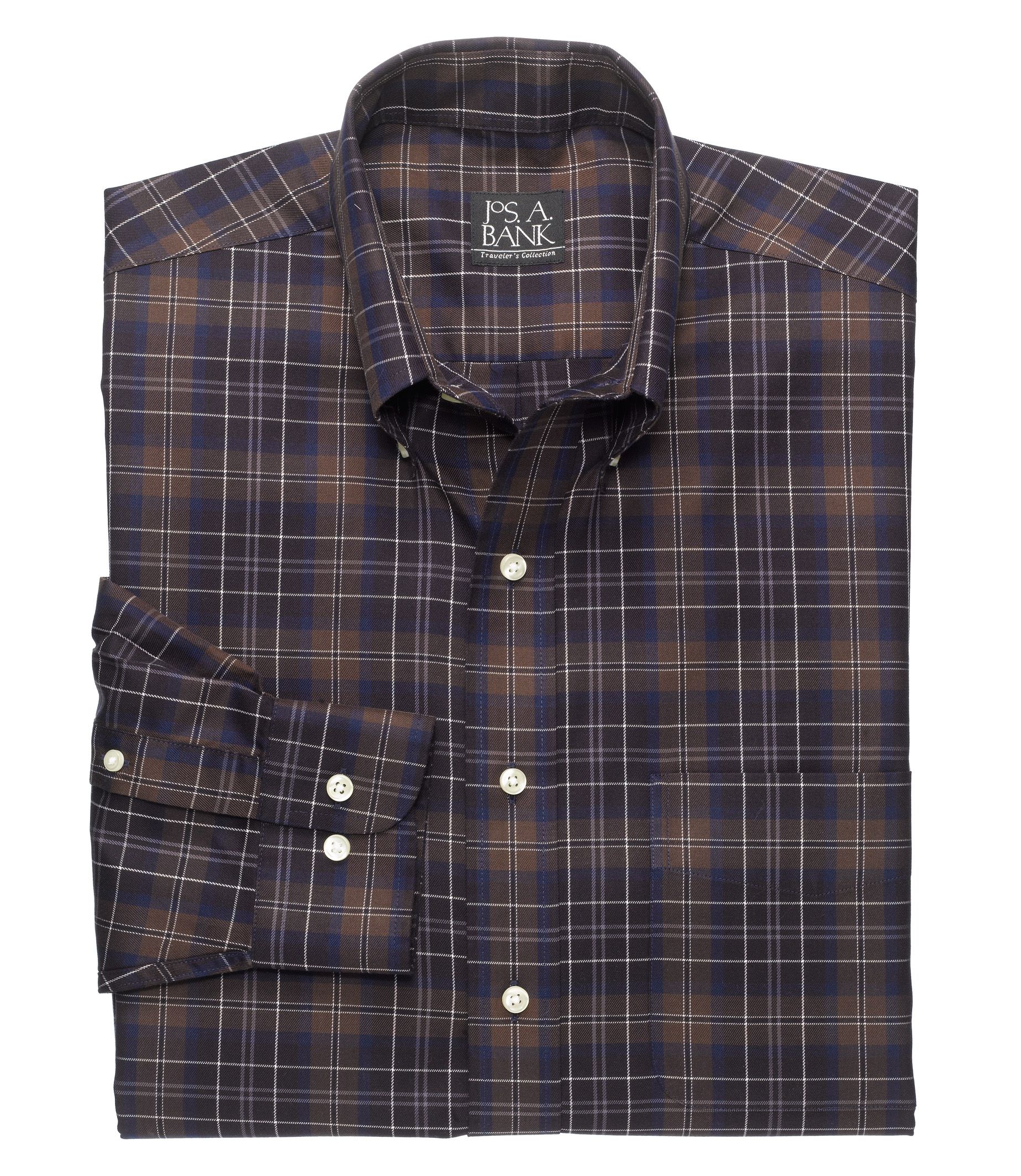 Traveler Long Sleeve Patterned Cotton Buttondown Sportshirt Big or Tall
