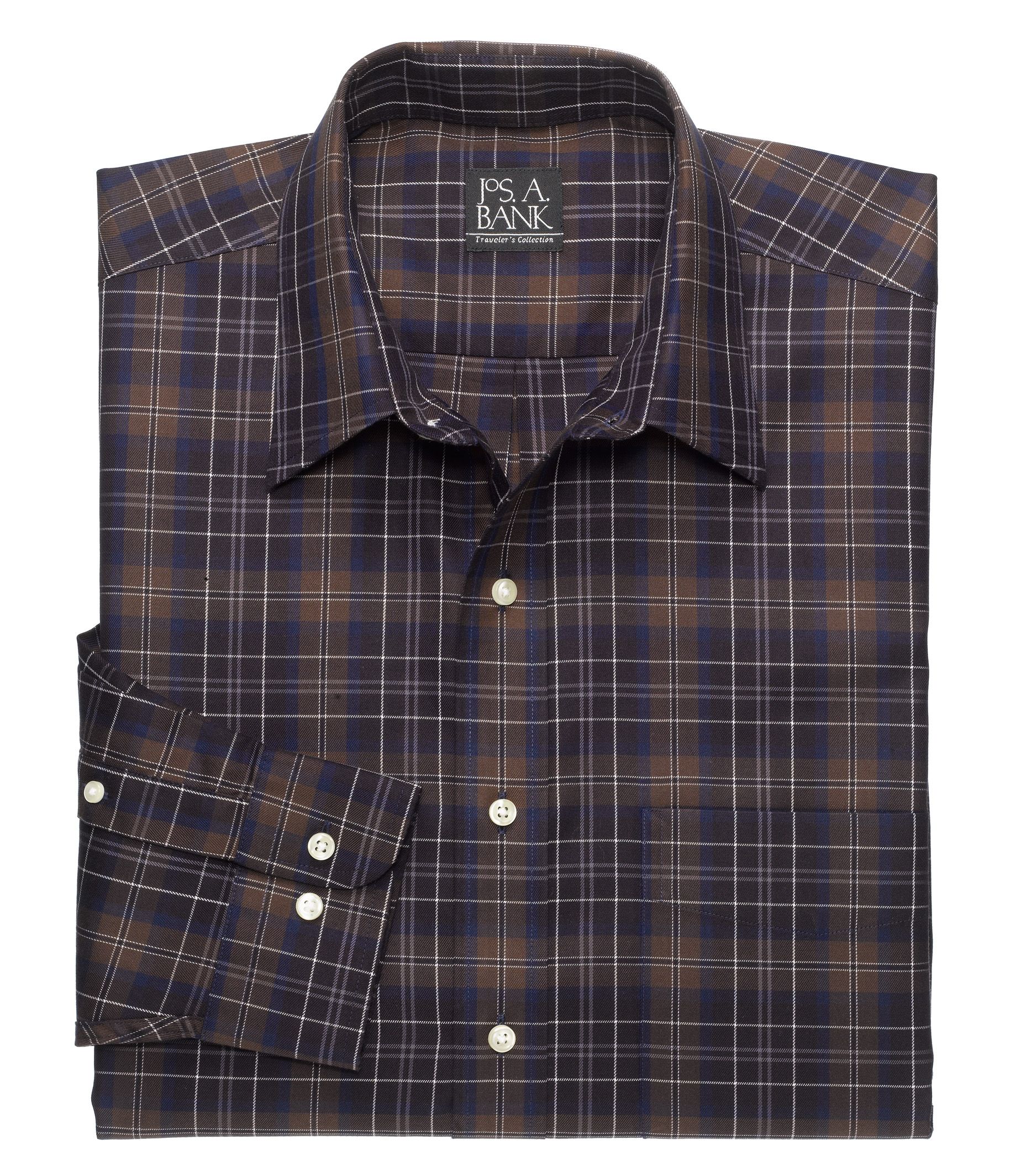 Traveler Long Sleeve Patterned Cotton Point Collar Sportshirt