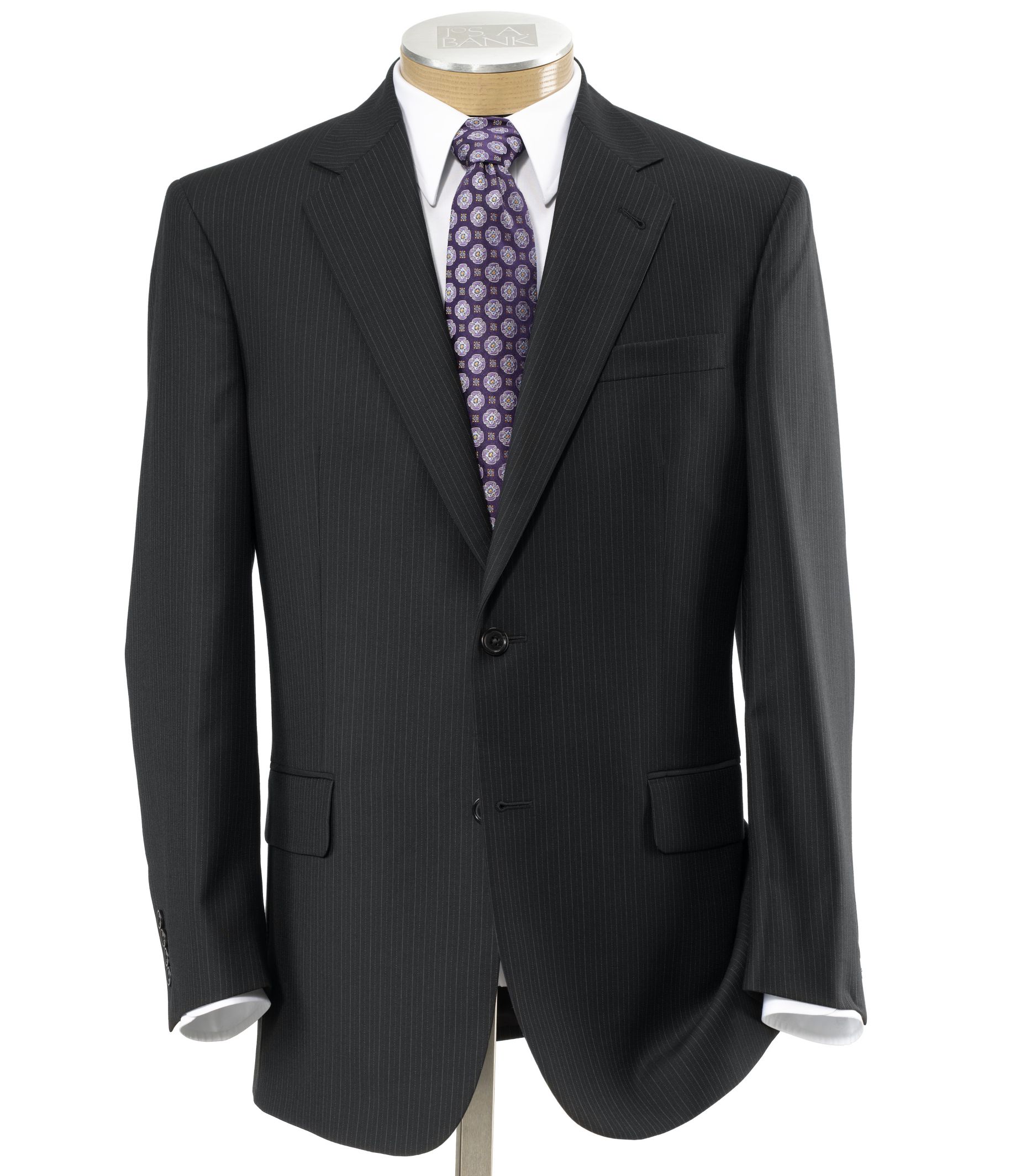 Signature 2 Button Wool Suit- Black Fancy Multi Stripe