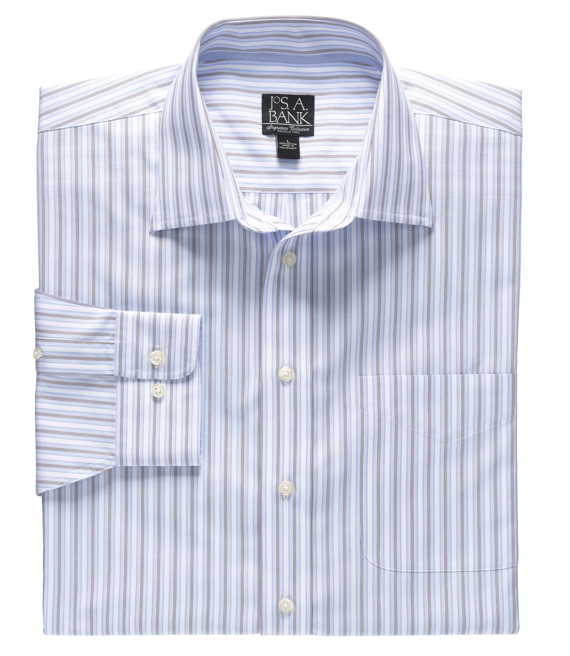Signature Long-Sleeve Cotton Spread Collar Sportshirt