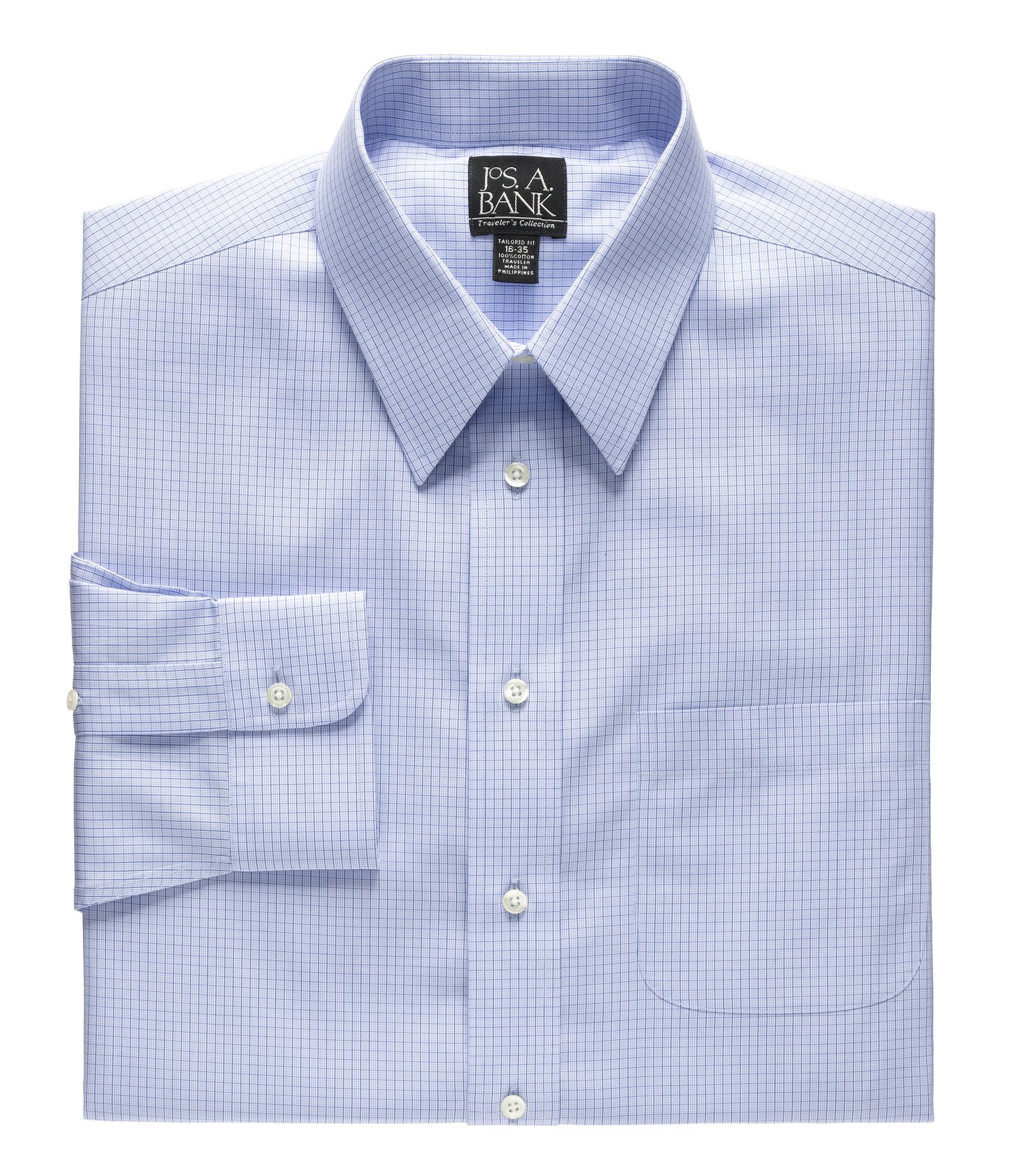 Traveler Point Collar Mini Check Dress Shirt