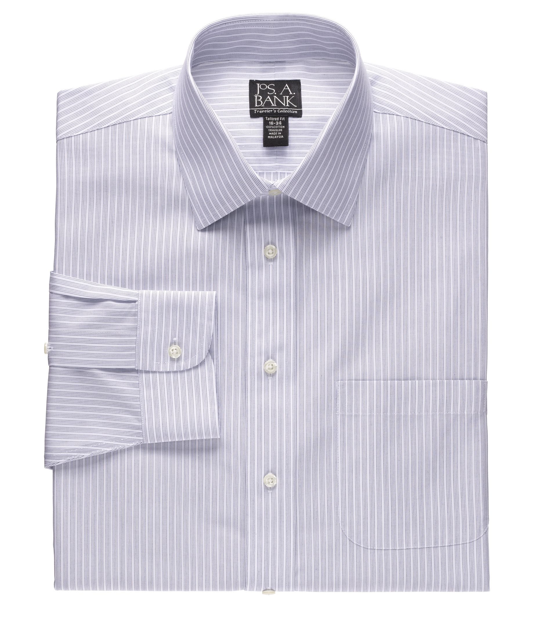 Traveler Tailored Fit Spread Collar Poplin Dress Shirt
