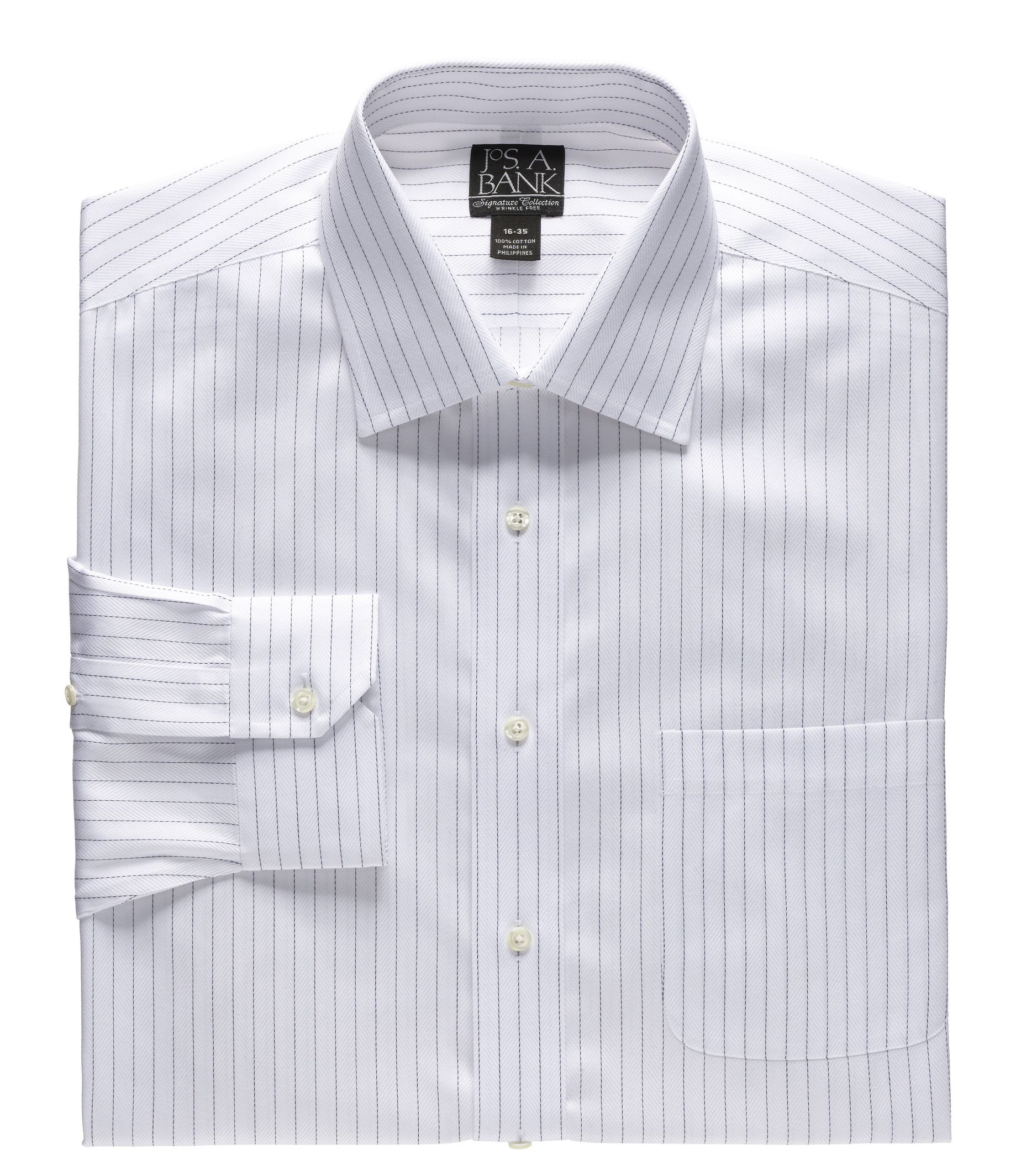 Signature Spread Collar Miltered Barrell Cuff Stripe Dress Shirt