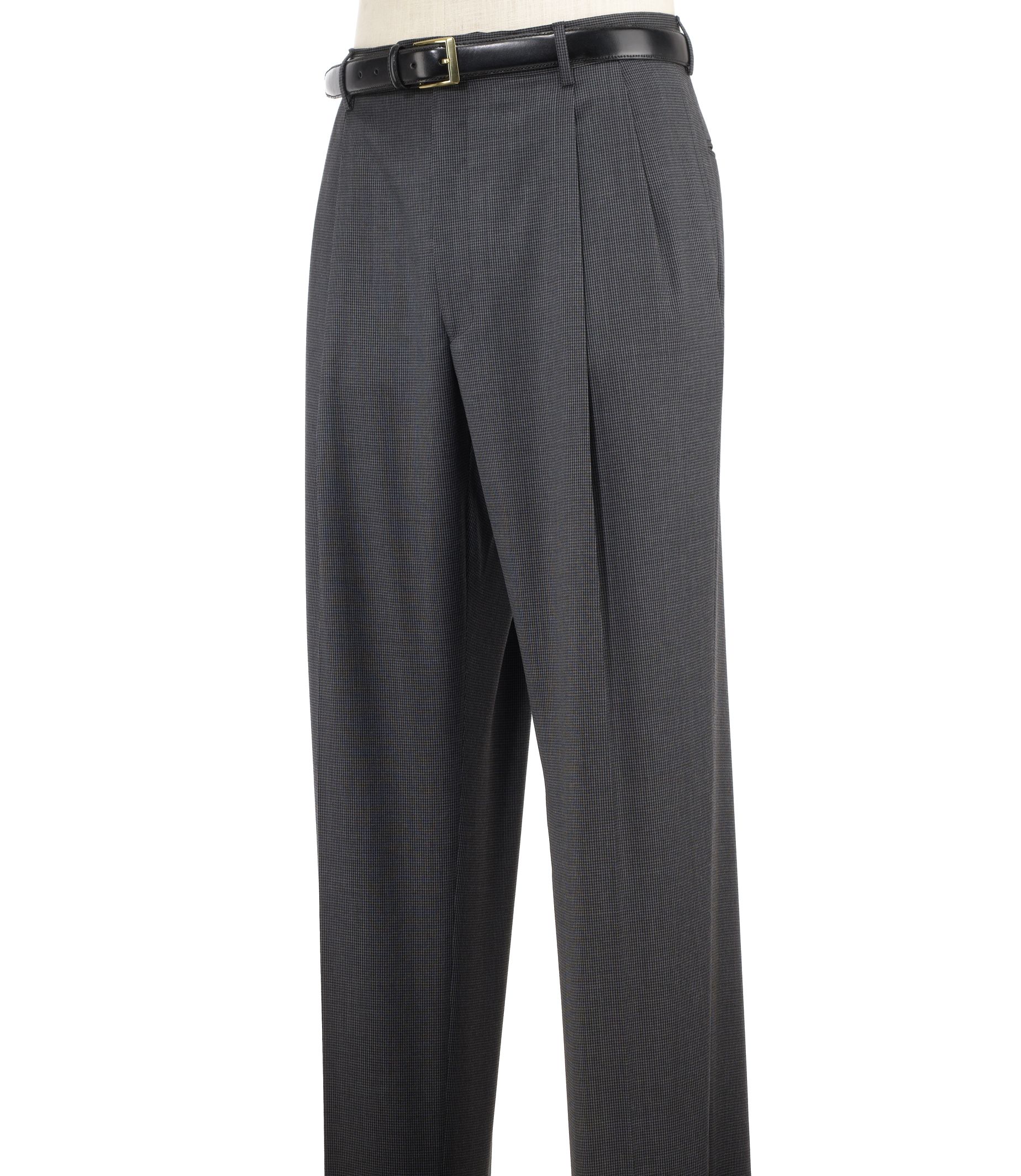 Executive Patterned Wool Pleated Trousers