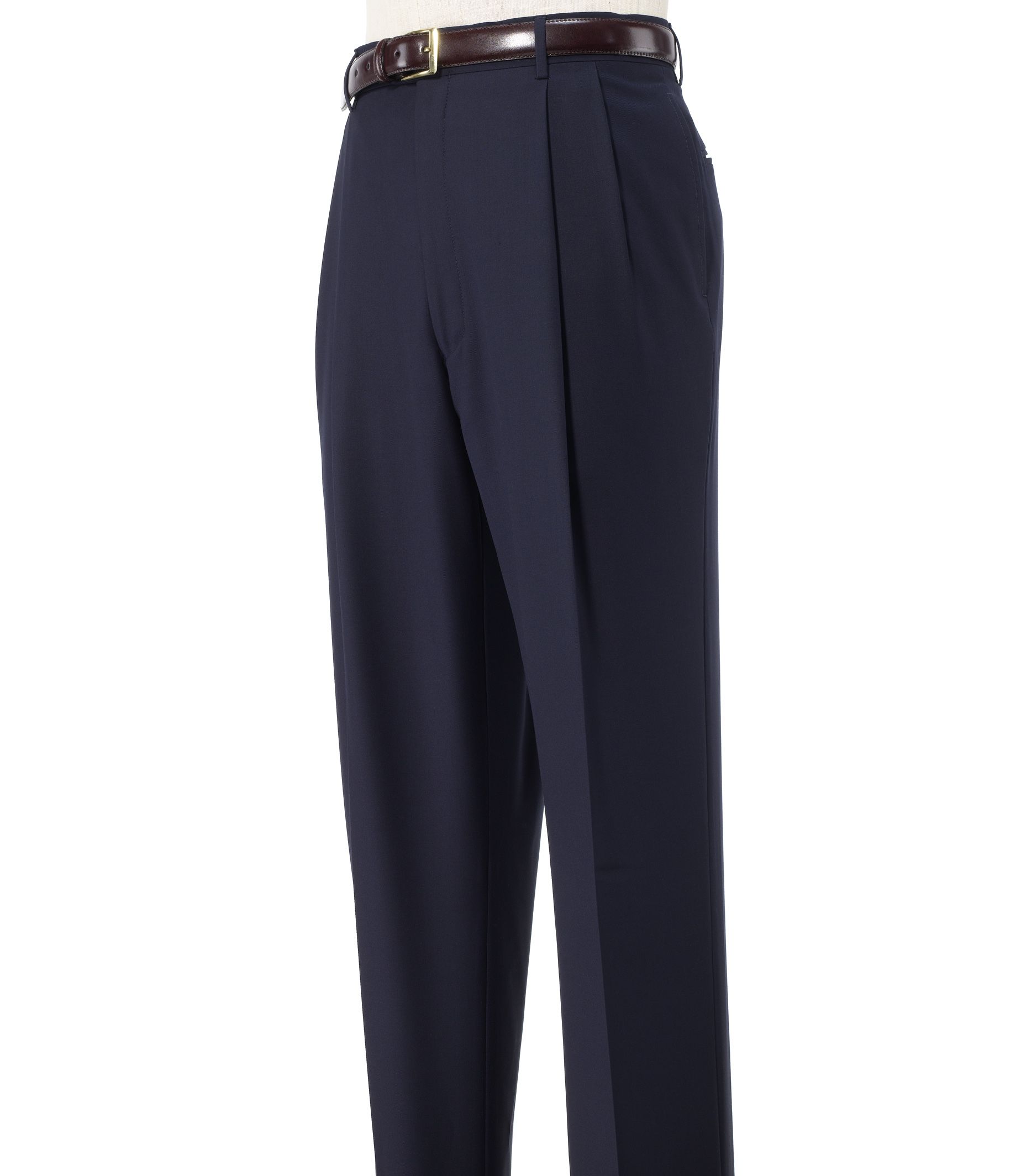 Factory Store Pleated Navy Gabardine Pants