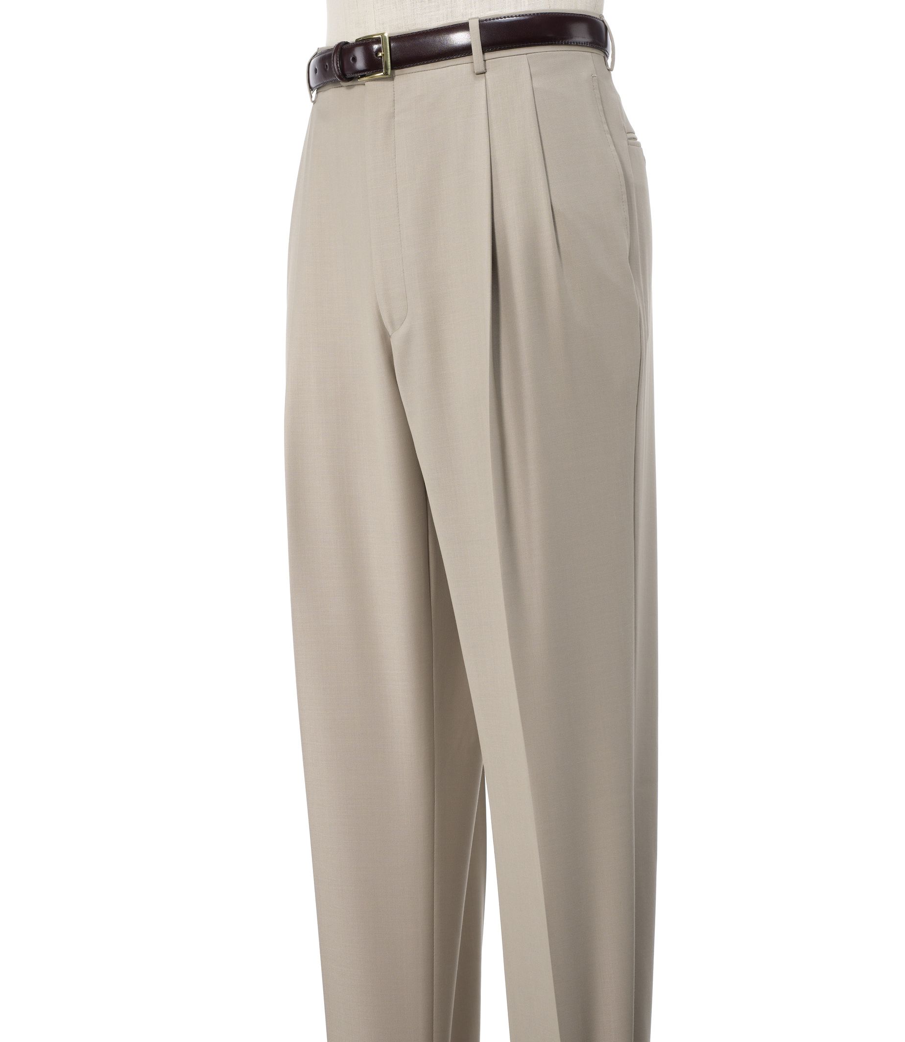 Factory Store Pleated British Tan Gabardine Pants