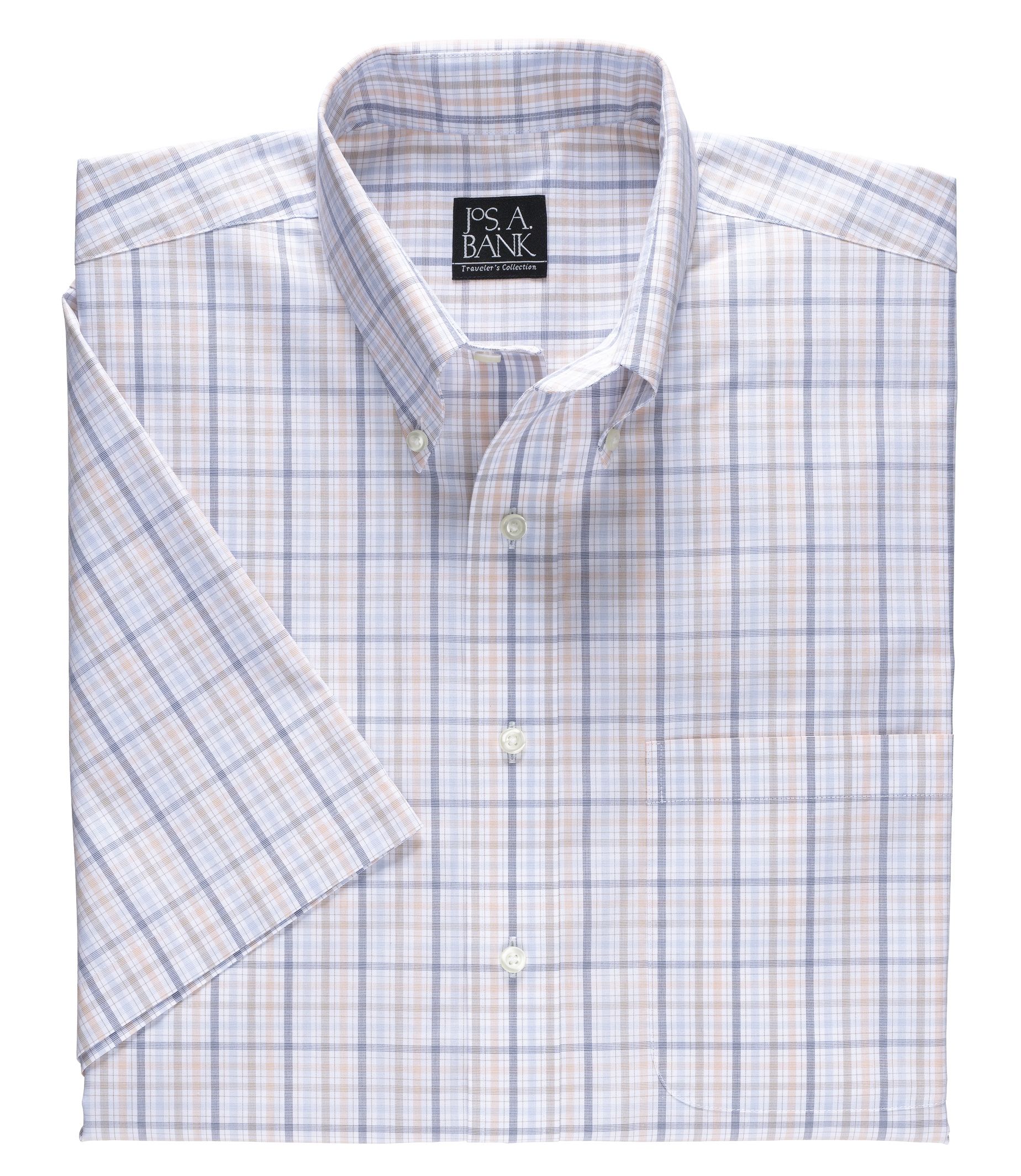 Traveler S/S Buttondown Patterned Poplin Sportshirt