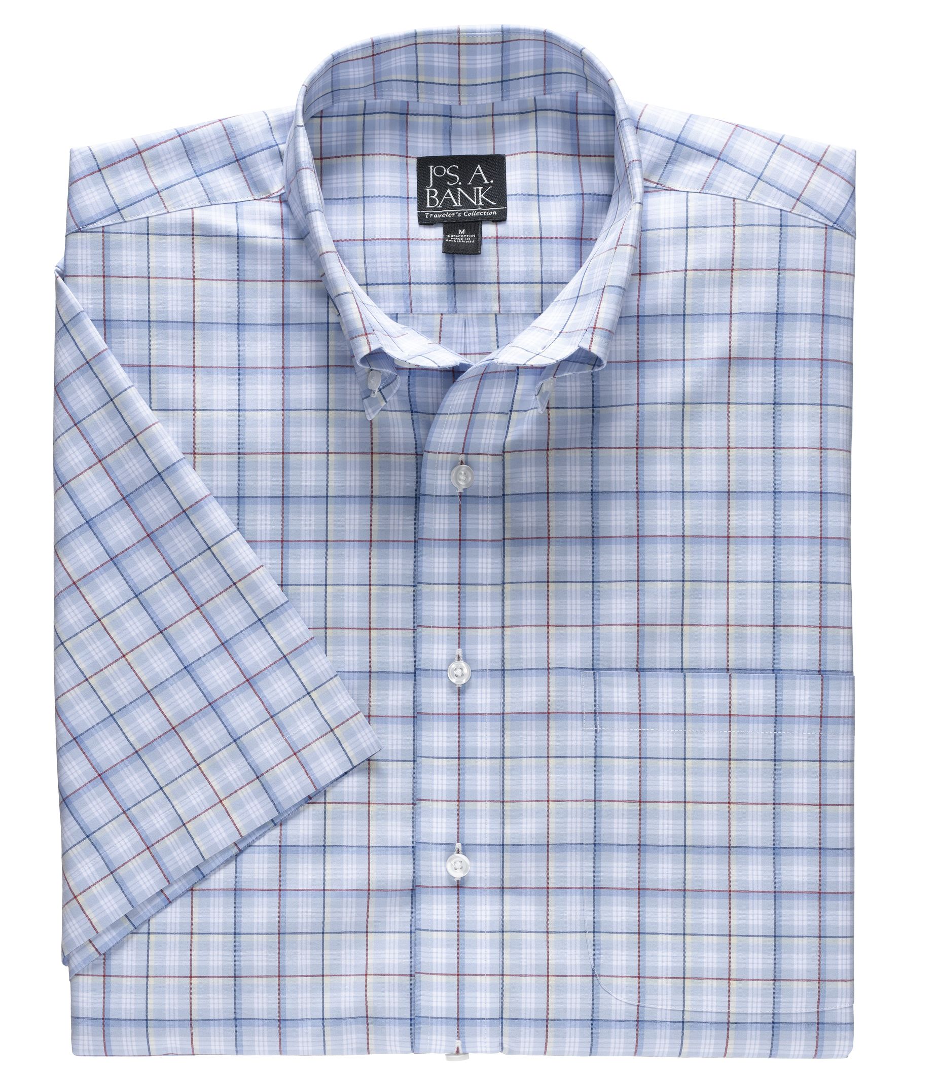 Traveler S/S Buttondown Patterned Poplin Sportshirt