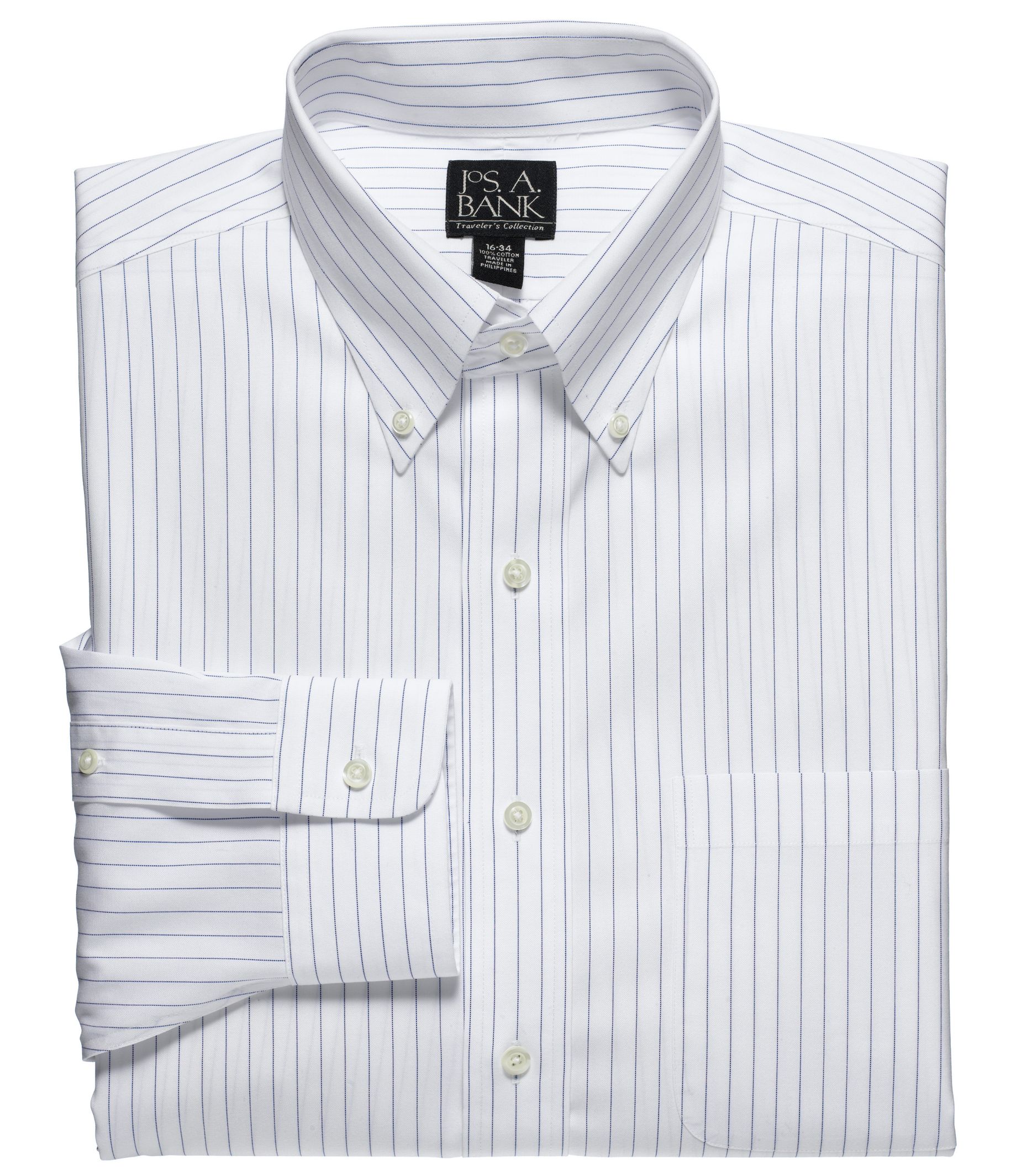 Factory Store Non-Iron Tailored Fit Button Down Collar Stripe Dress Shirt
