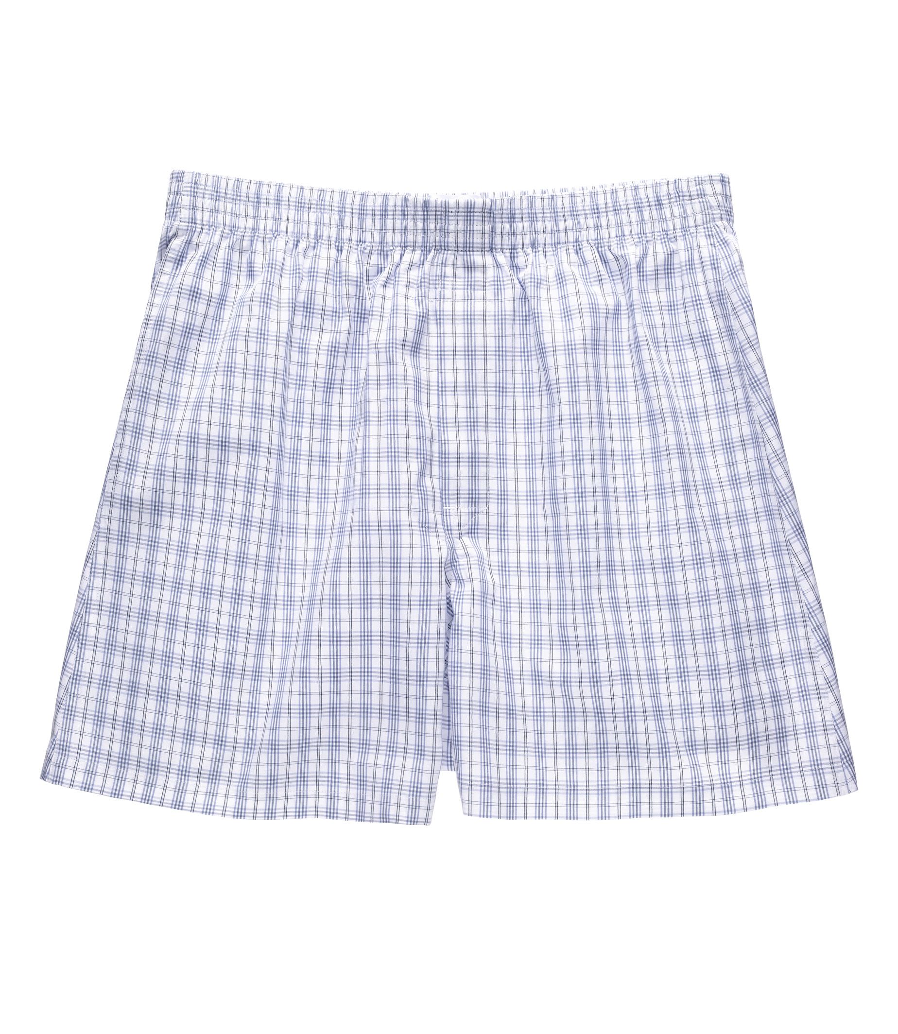 Patterned Boxer- Blue/White/Black/Grey Plaid