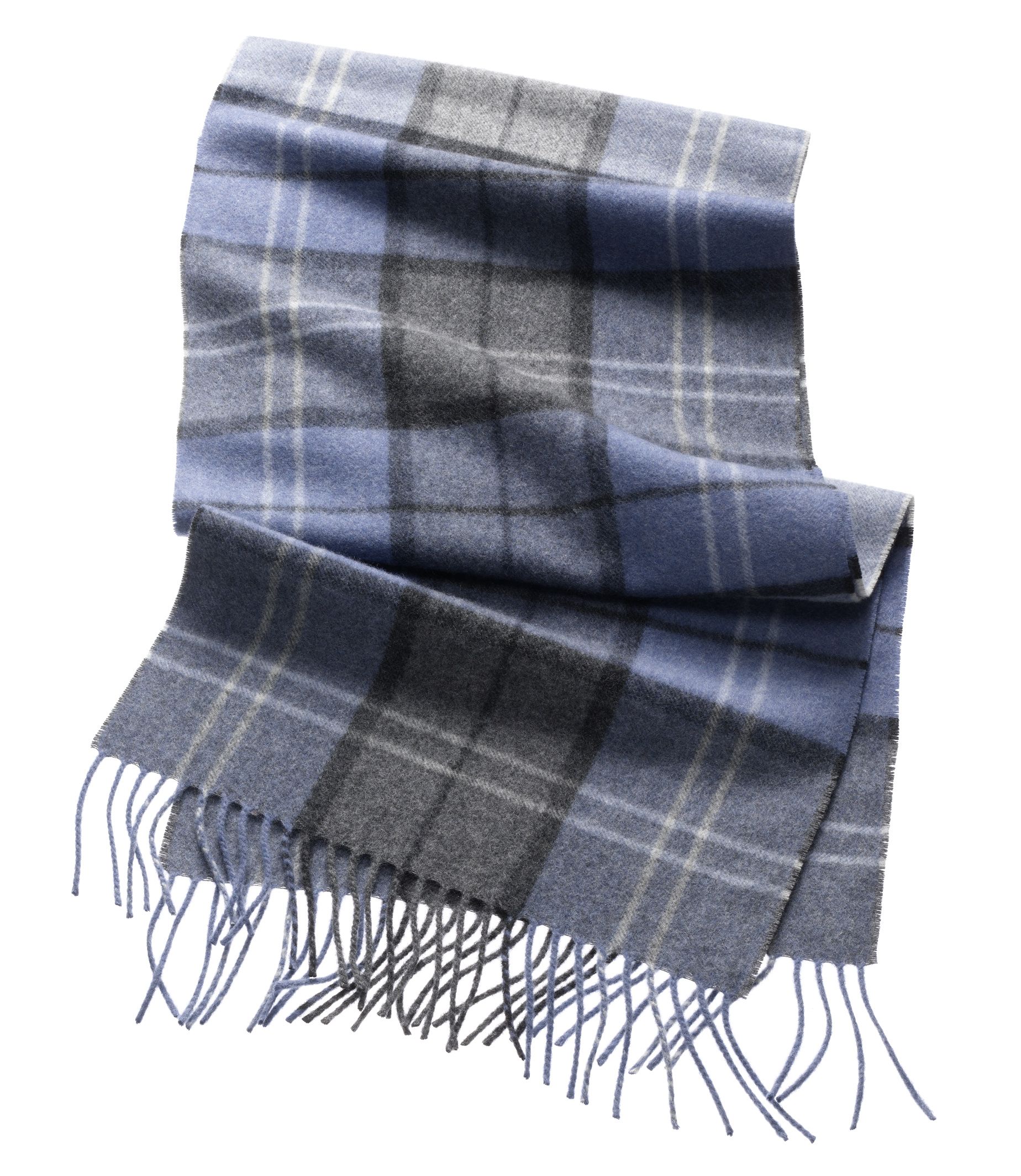 Cashmere Scarf- Blue/Grey/Denim Plaid
