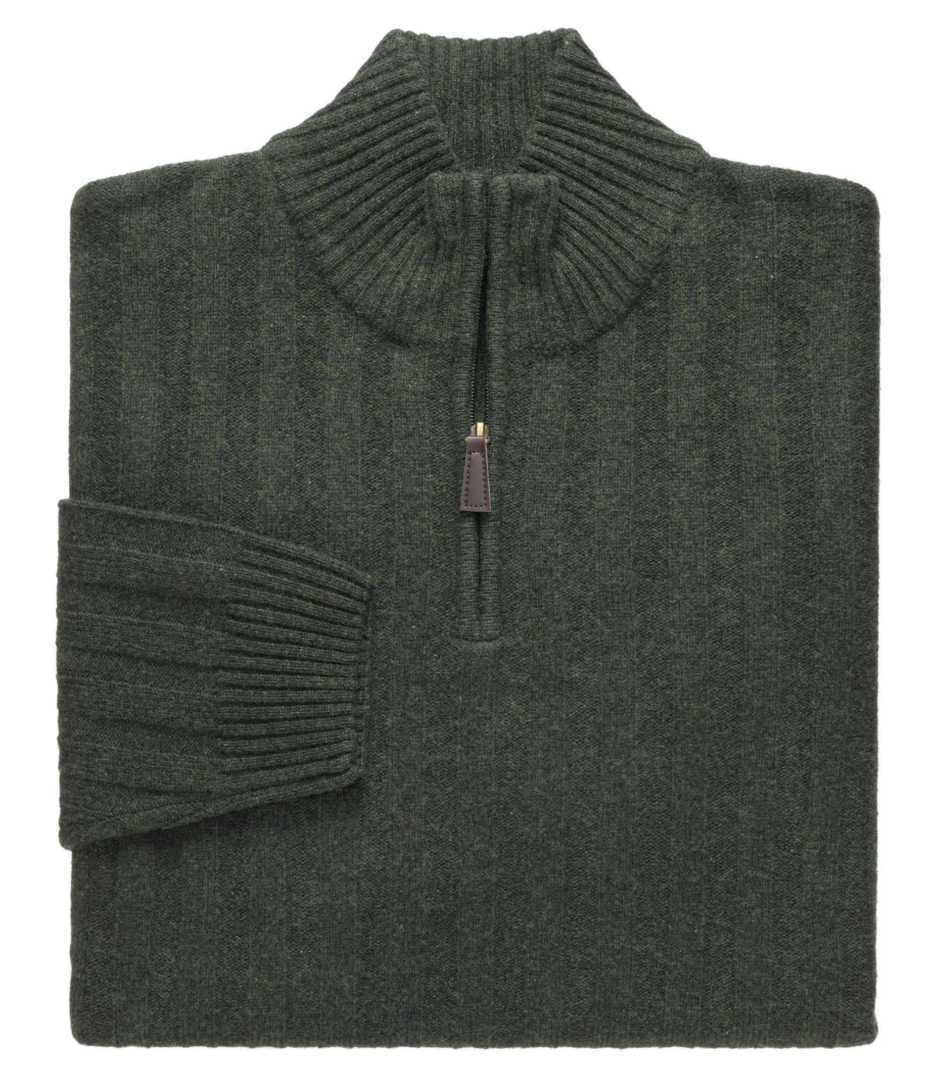 Lambswool Drop Needle Half Zip Sweater