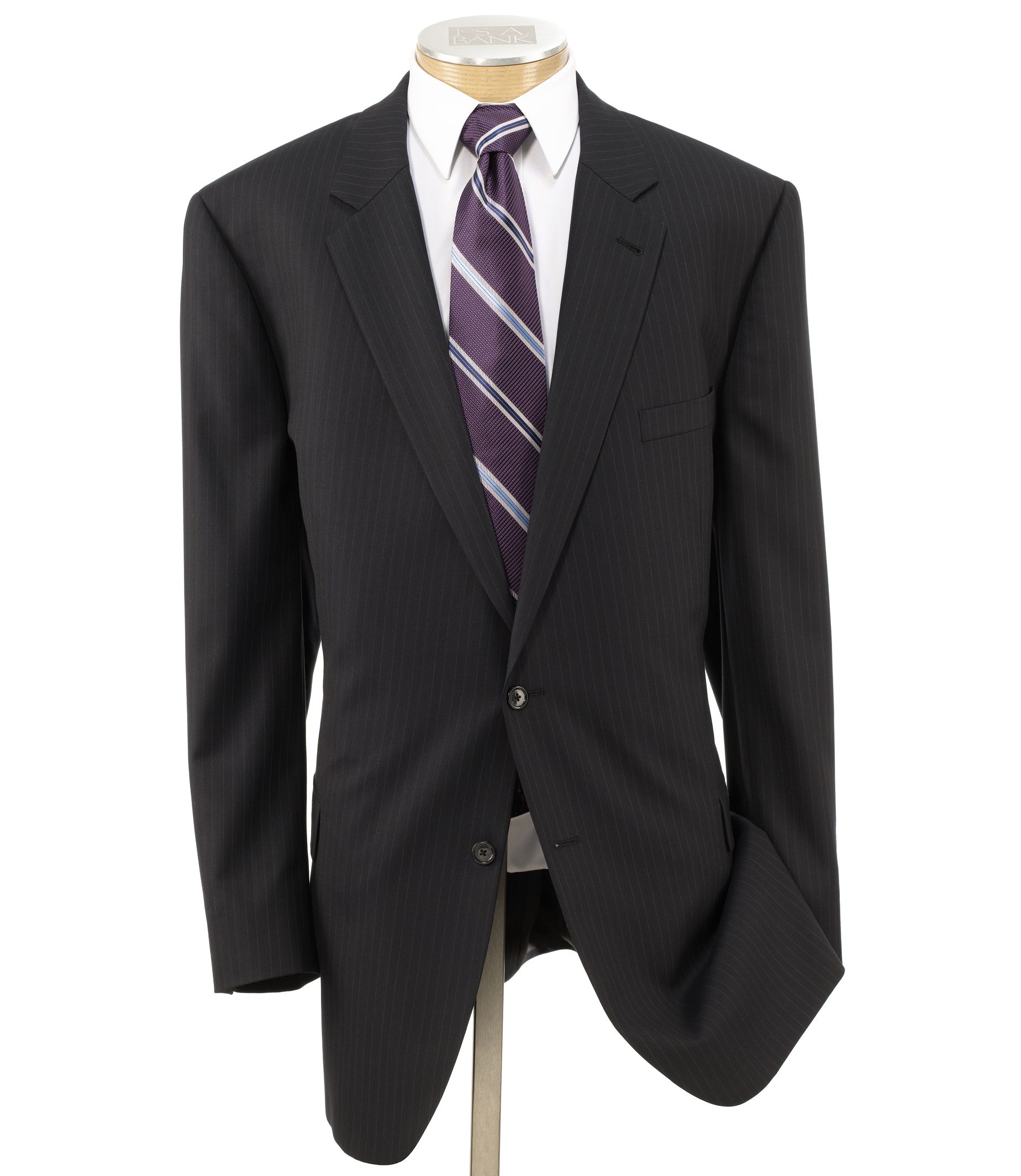 Signature 2-Button Wool Suit- Dark Navy Stripe
