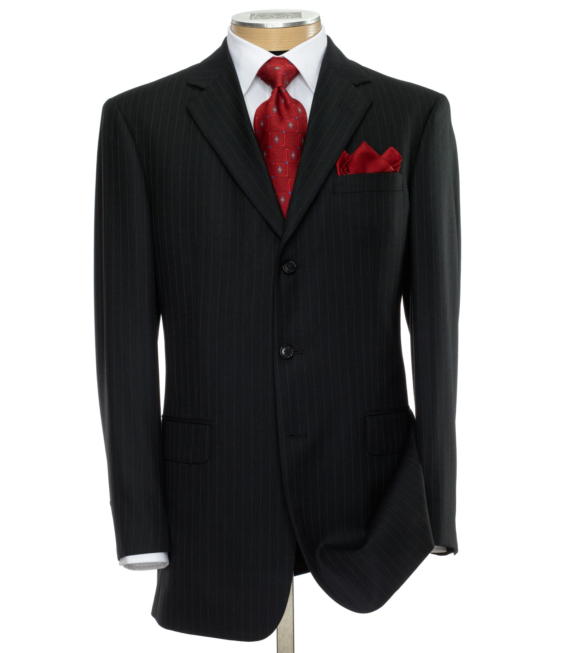 Executive 3-Button Wool Suit with Center Vent with Pleated Front Trousers- Sizes 44 X-Long-52