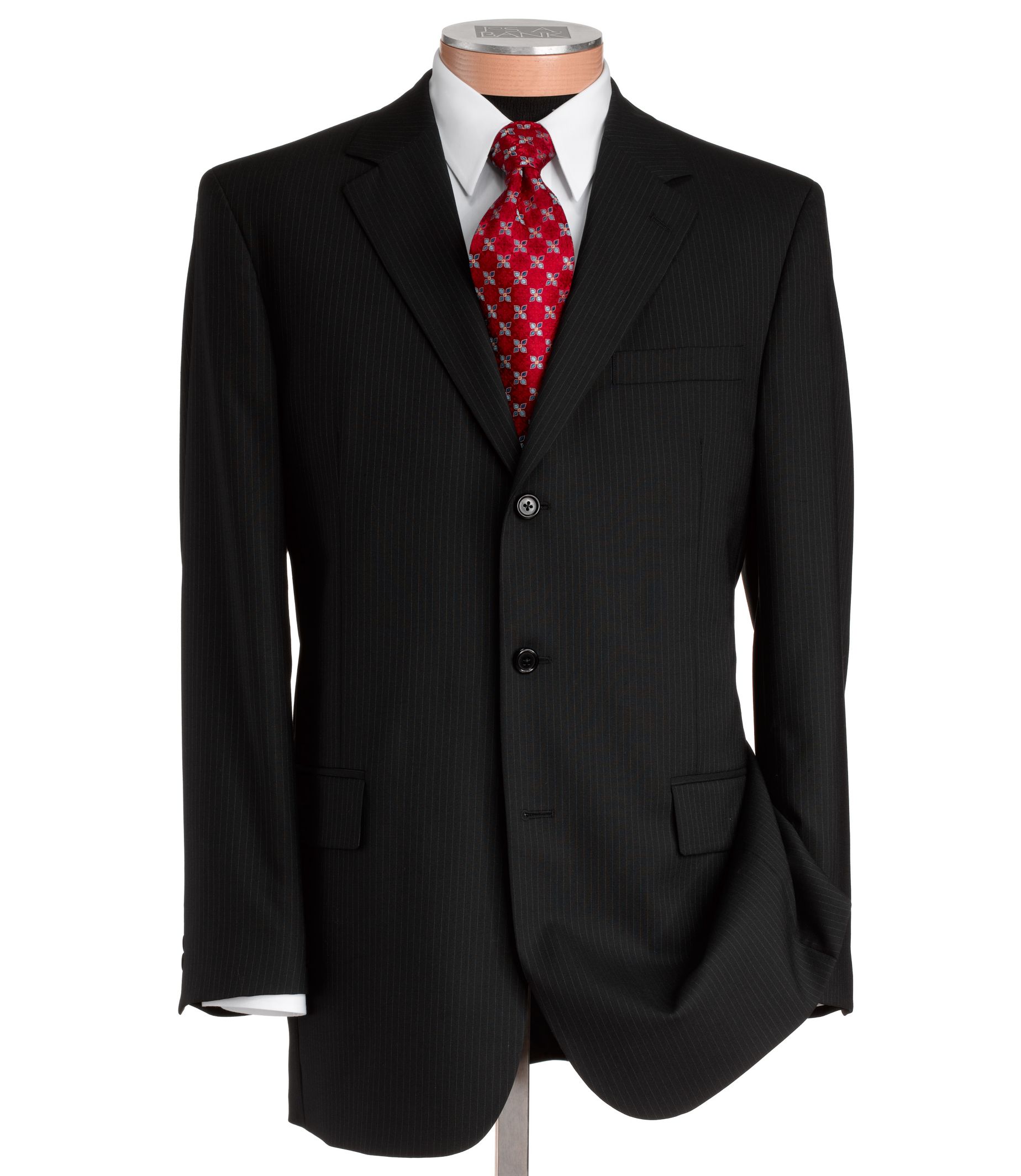 Executive 3-Button Wool Suit with Plain Front Trousers- Sizes 44 X-Long-52