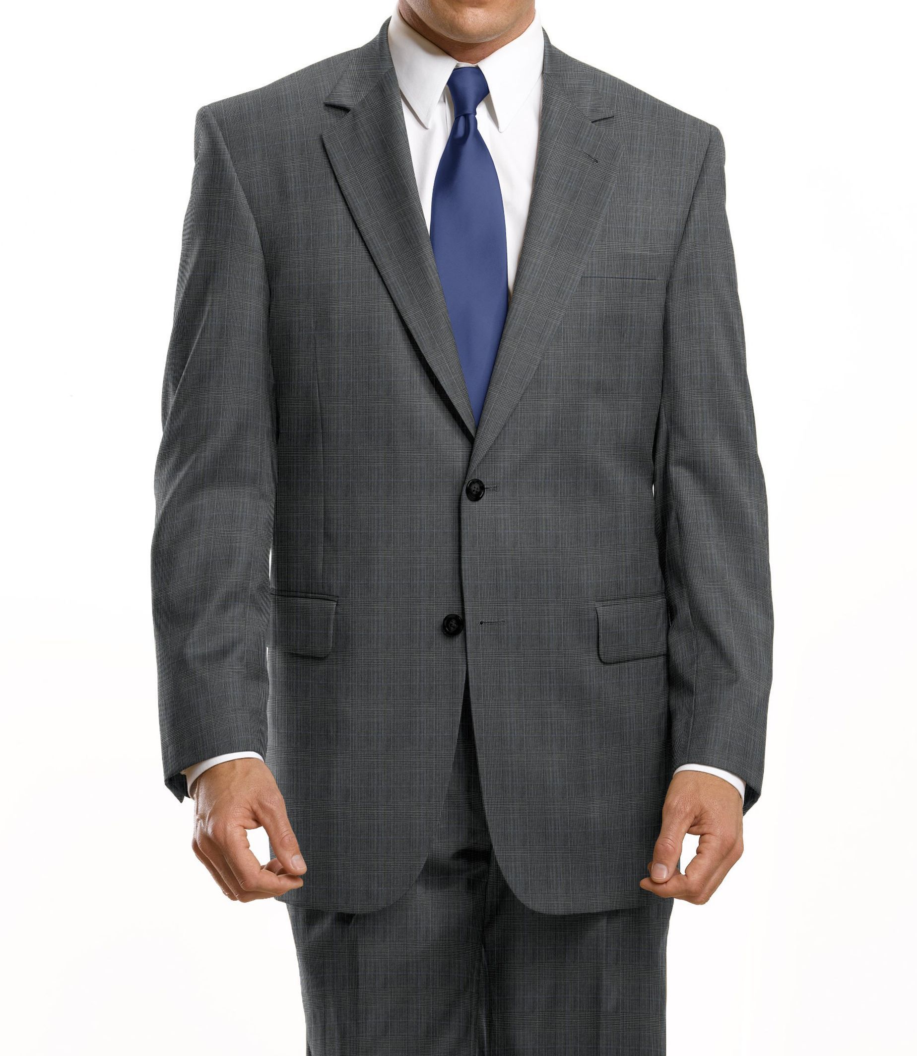 Executive 2-Button Wool Suit with Center Vent and Pleated Front Trousers- Sizes 44 X-Long-52