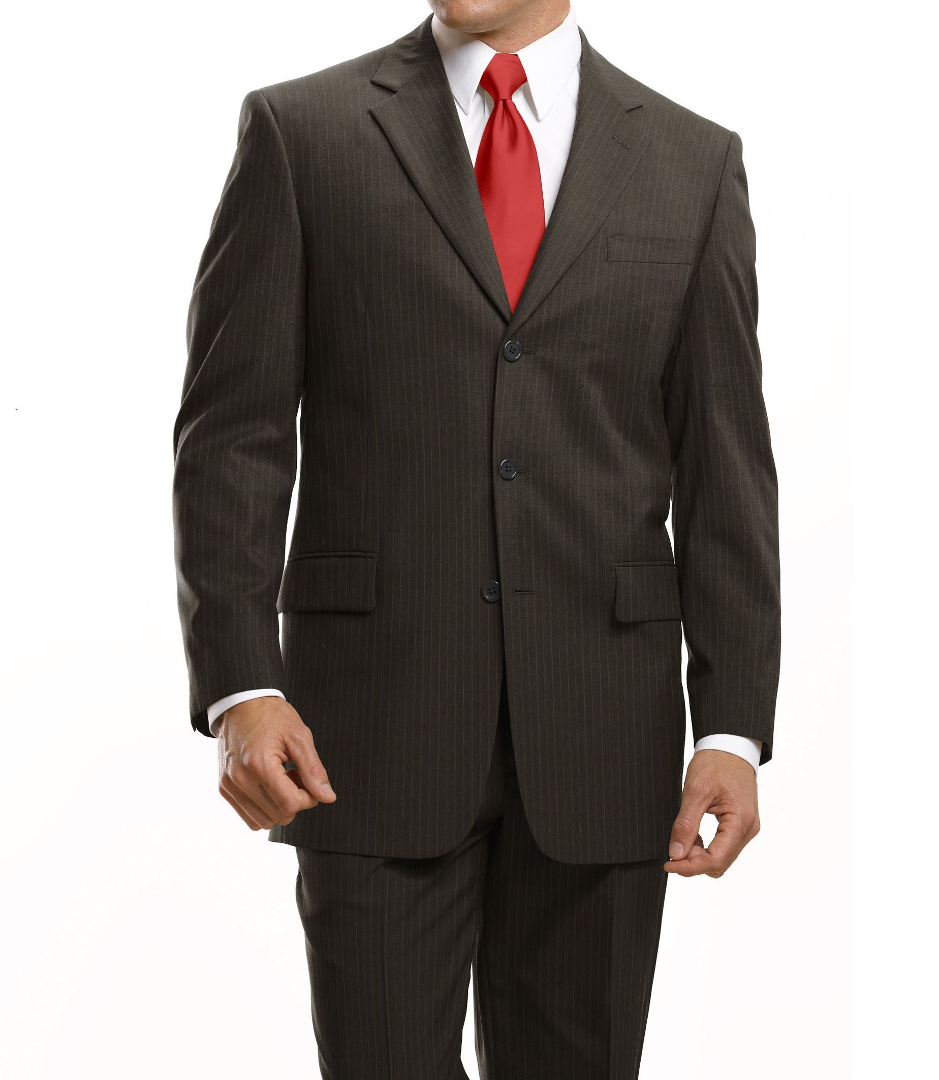 Executive 3-Button Wool Suit with Center Vent and Pleated Front Trousers- Sizes 44 X-Long-52