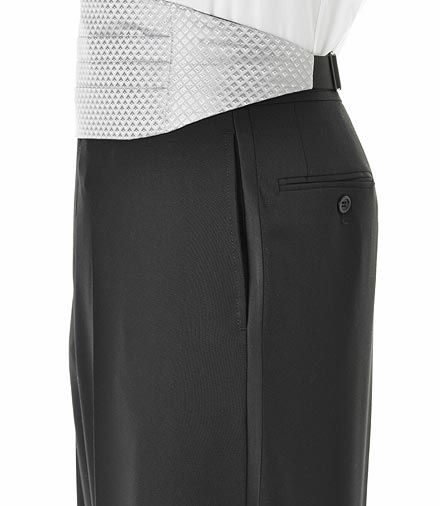 Black Plain Front Tuxedo Trousers