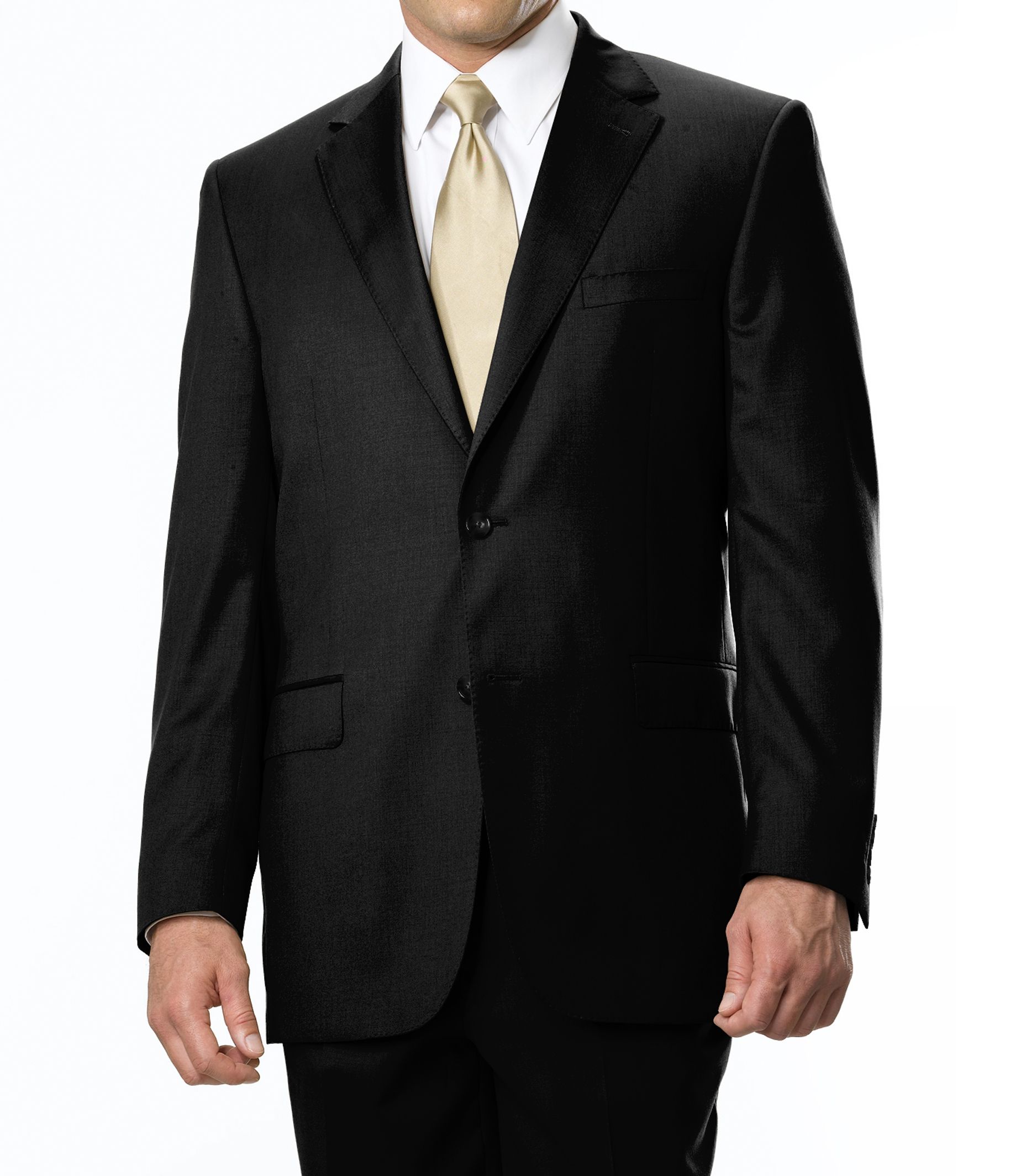 Joseph 2-Button Wool Suit with Plain Front Trousers- Black- Sizes 44 X-Long-52
