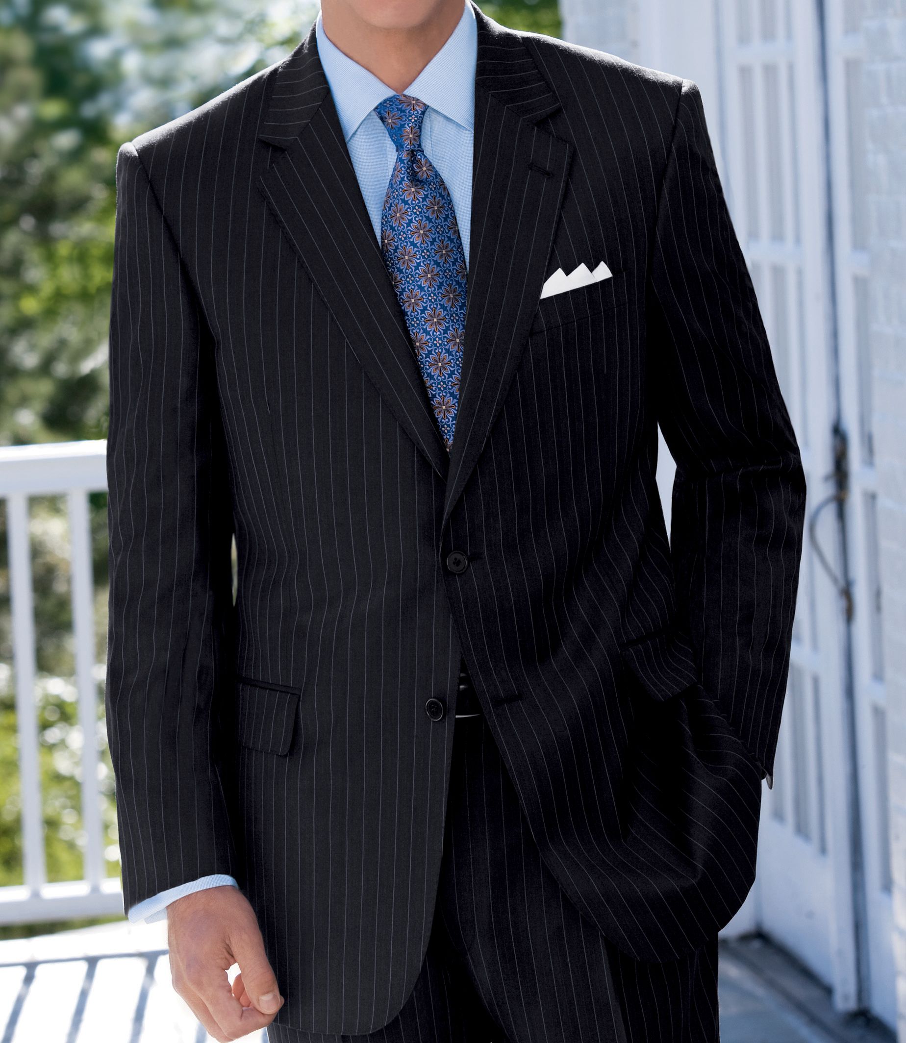 Signature Gold 2-Button Wool Suit- Charcoal Fashion Stripe