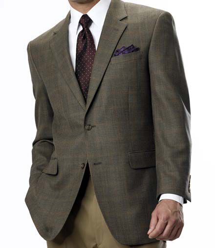Executive Wool 2-Button Olive Multi Check Sportcoat- Sizes 44-52