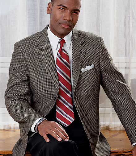 Executive 3-Button Silk/Wool Check Sportcoat- Size 44-52