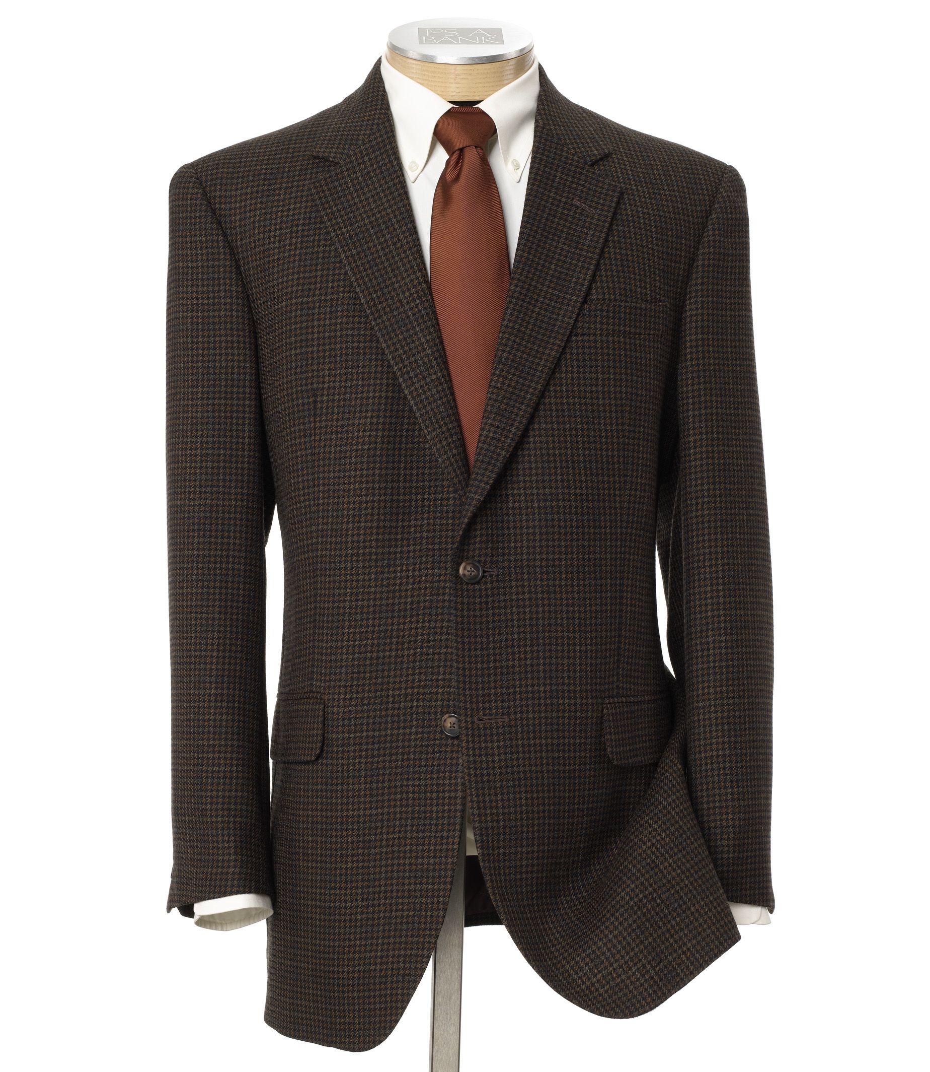 Executive 2-Button Wool Sportcoat-Black/Brown Check- Sizes 44-52
