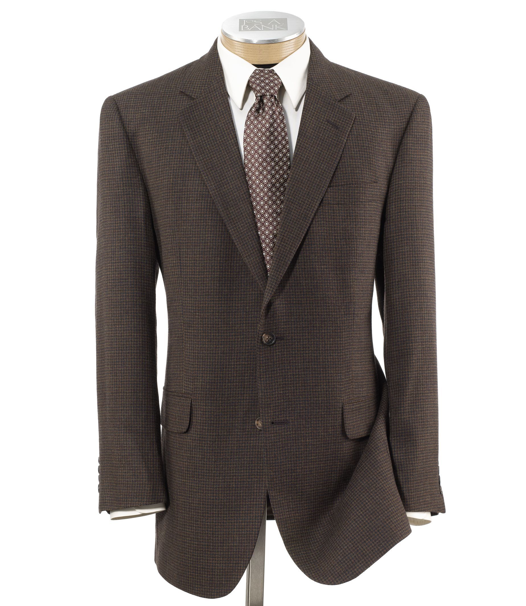 Executive Wool 2-Button Brown Grid Check Sportcoat- Sizes 44-52